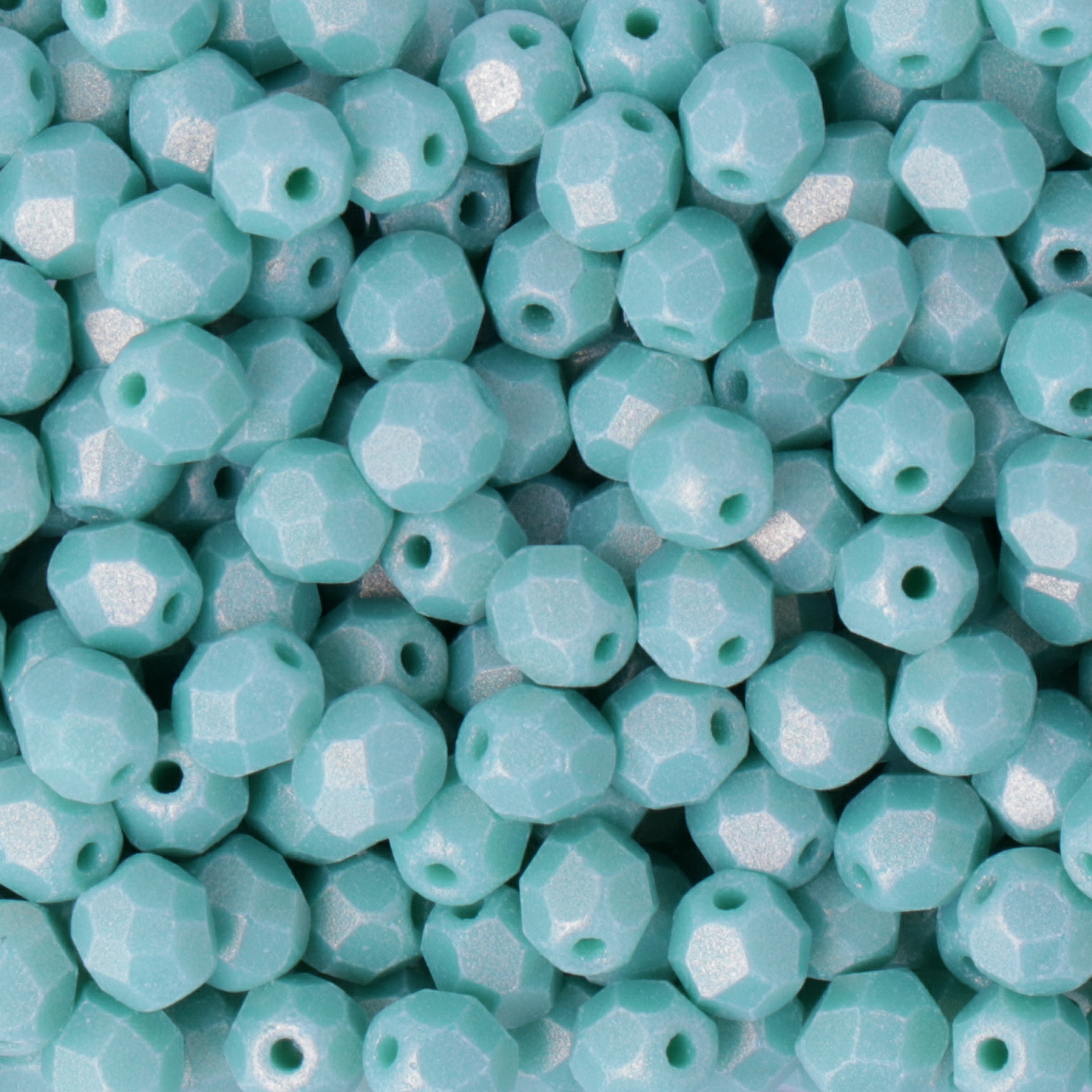 böhmische glasschliffperlen sueded gold turquoise 4mm | 50st