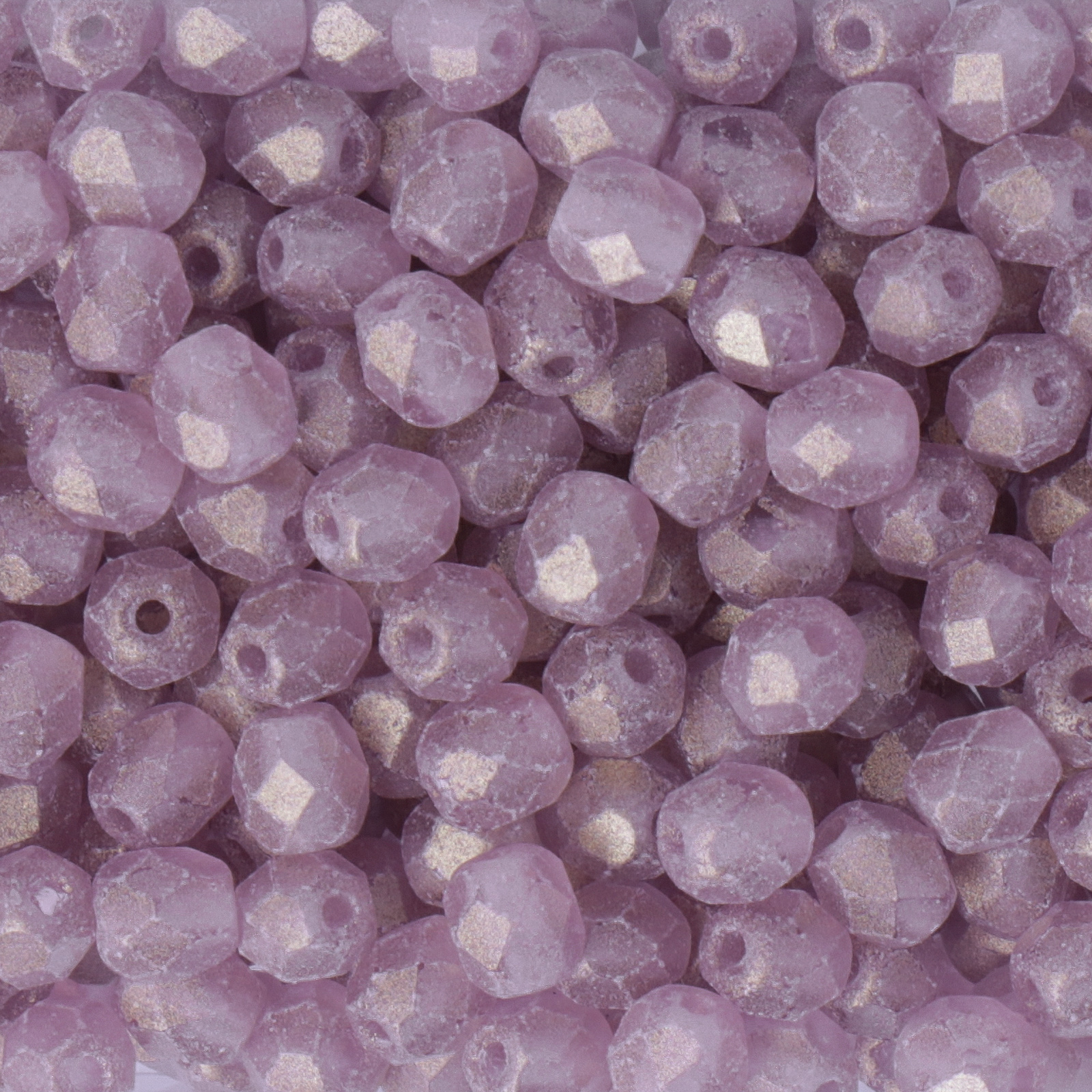 czech fire-polished round beads sueded gold medium amethyst 4mm | 50pc