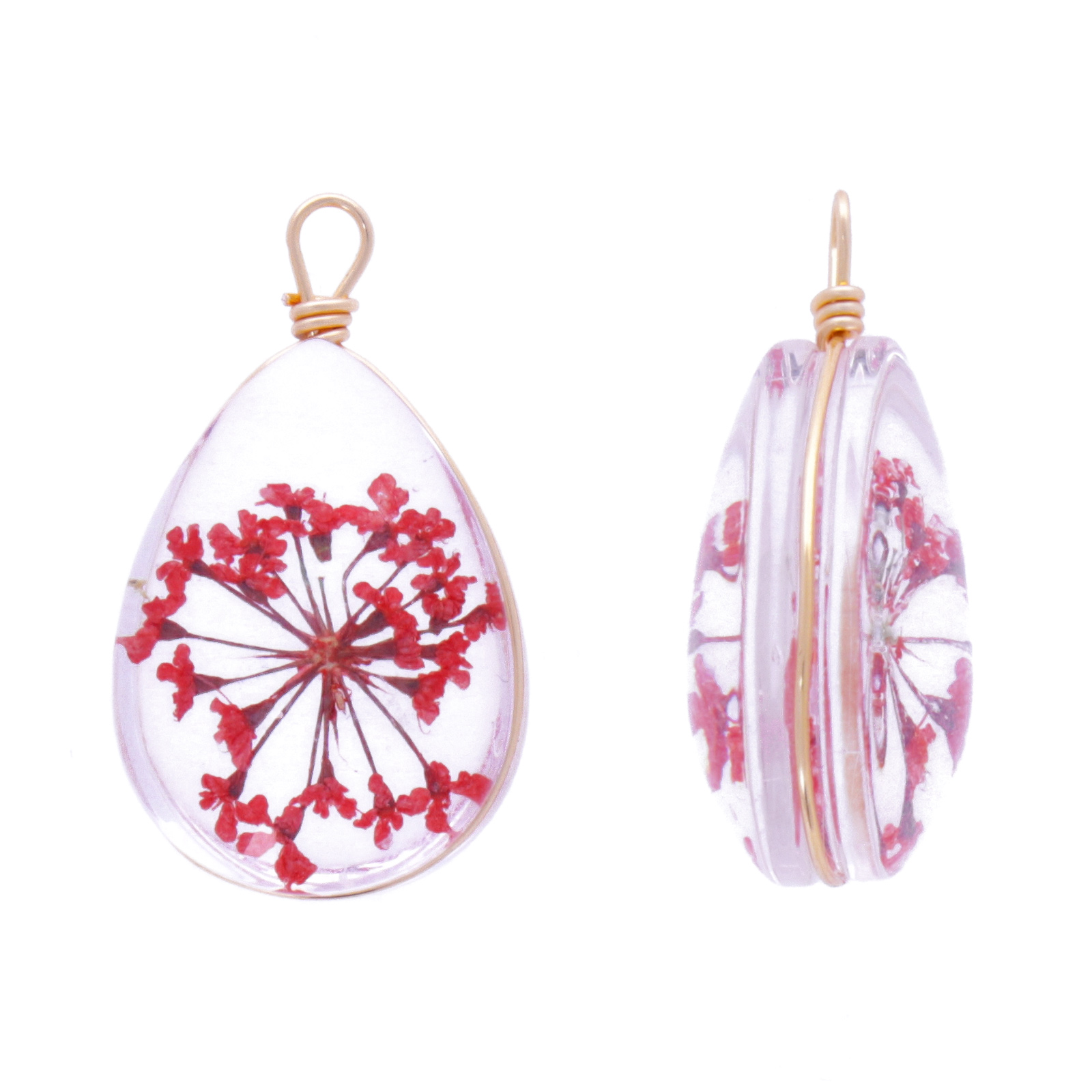 rot natural flowers anhänger tropfen 18x13mm | 1st