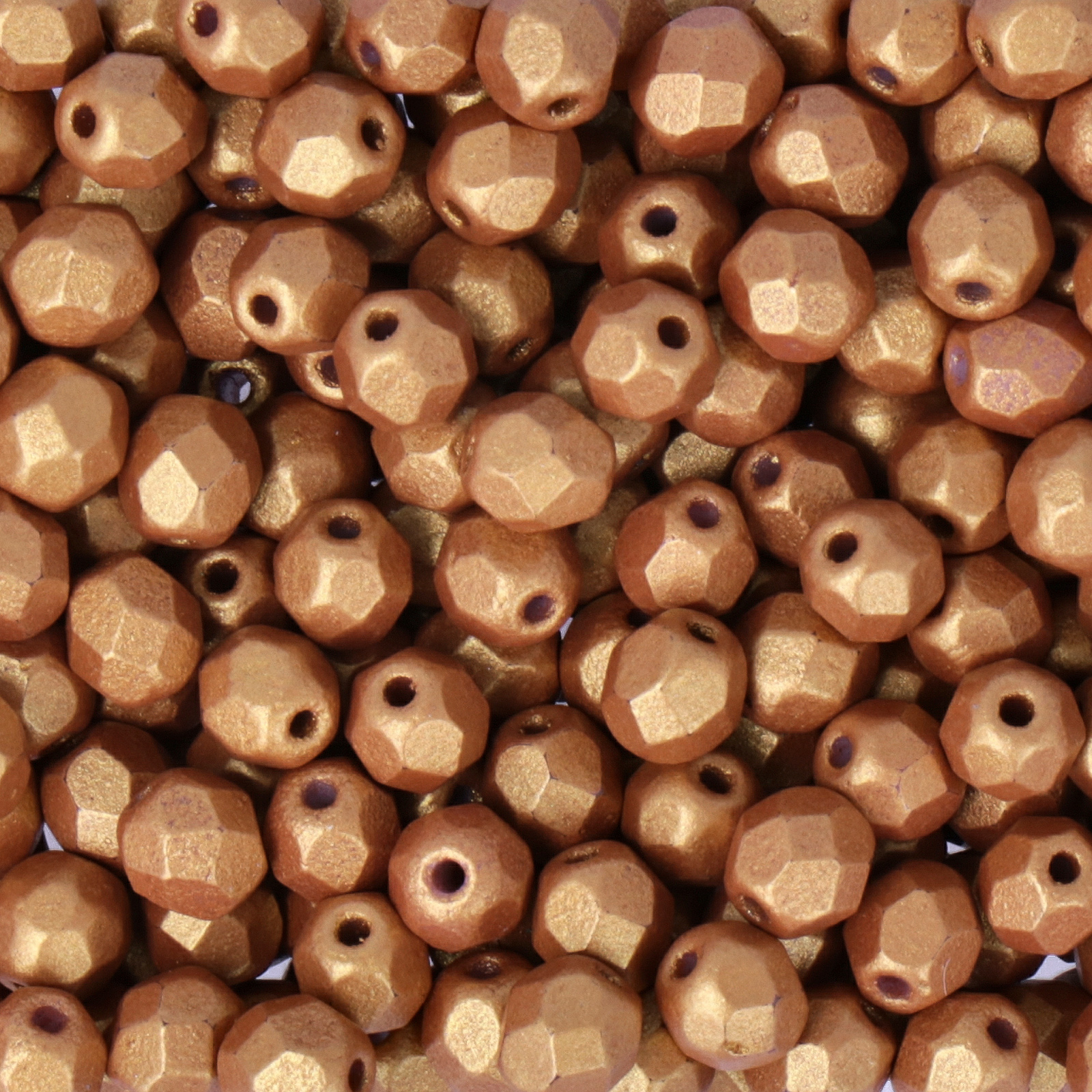 czech fire-polished round beads gold shine amber 4mm | 50pc