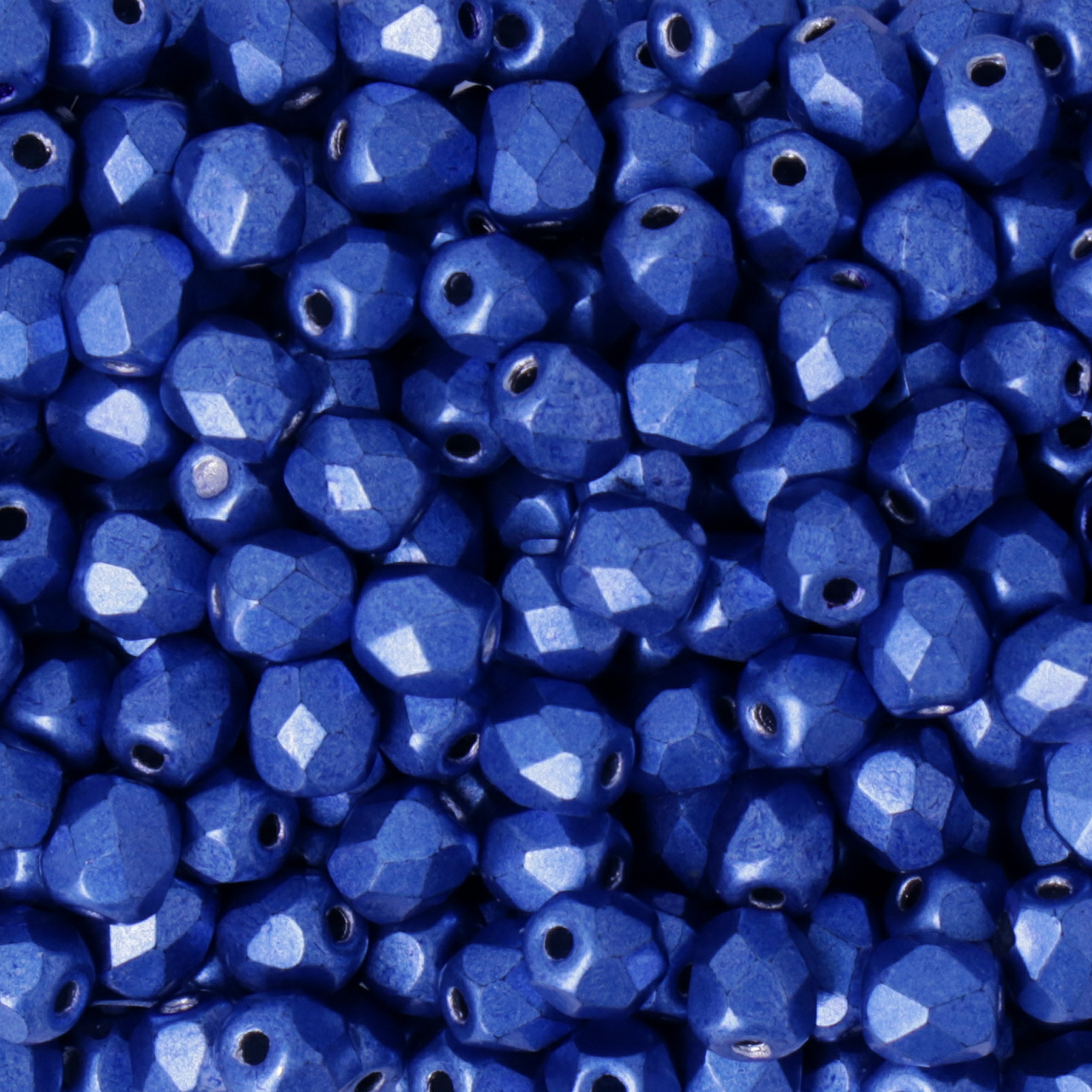czech fire-polished round beads satured metallic navy peony 4mm | 50pc