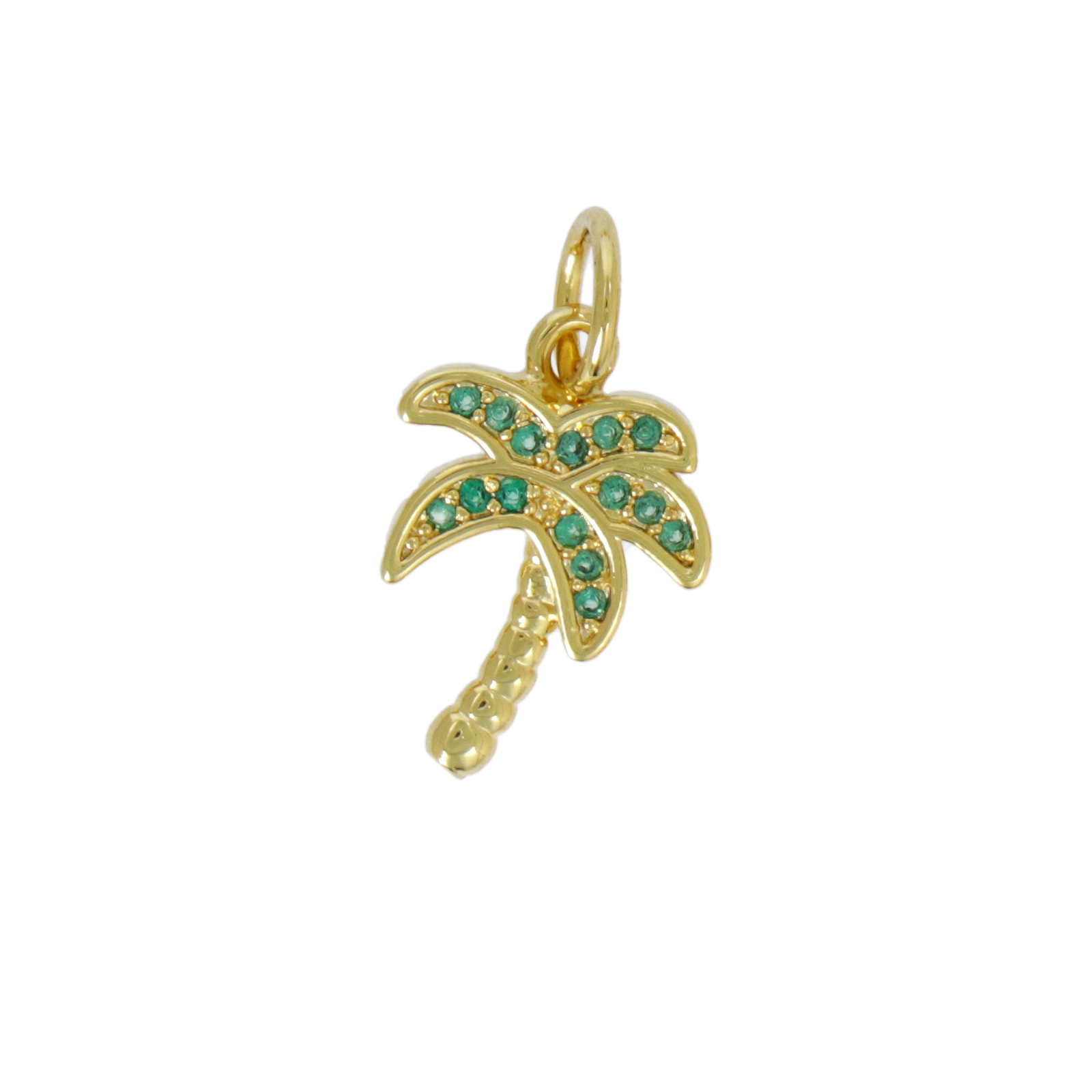 anhänger metal cz vergoldet palme grün zircon 15x10mm | 1st