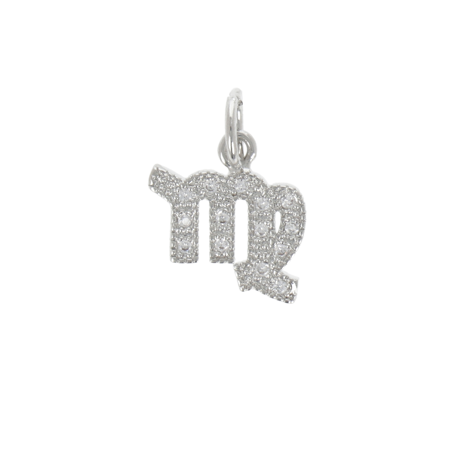 rhodium silver plated metal cz charm zodiac virgo 12mm | 1pc