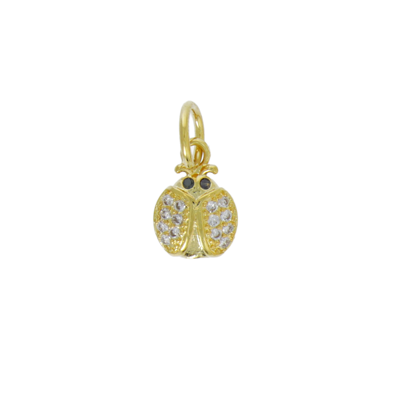 gold plated metal cz charm - ladybug 10mm | 1pc