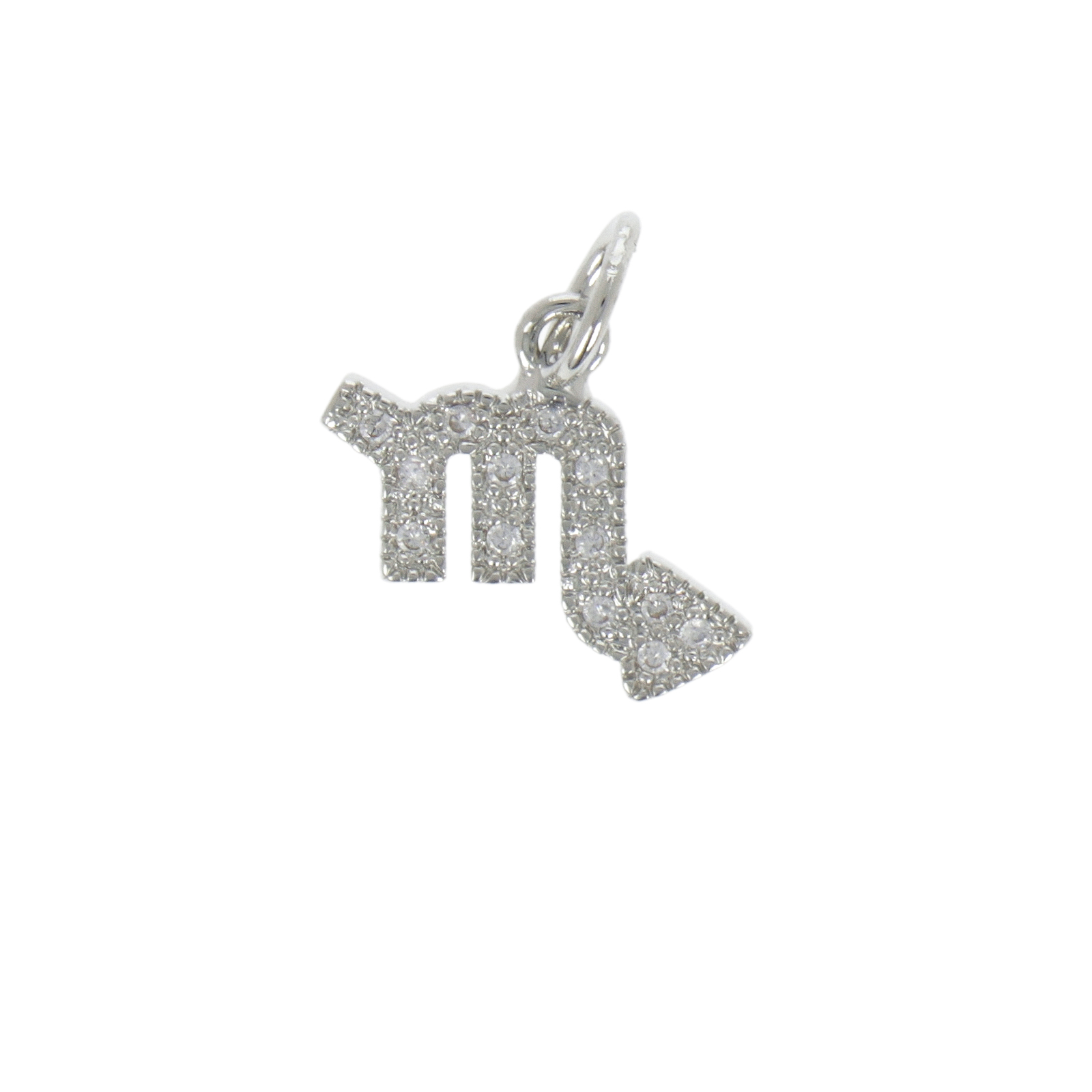 rhodium silver plated metal cz charm zodiac scorpion 12mm | 1pc