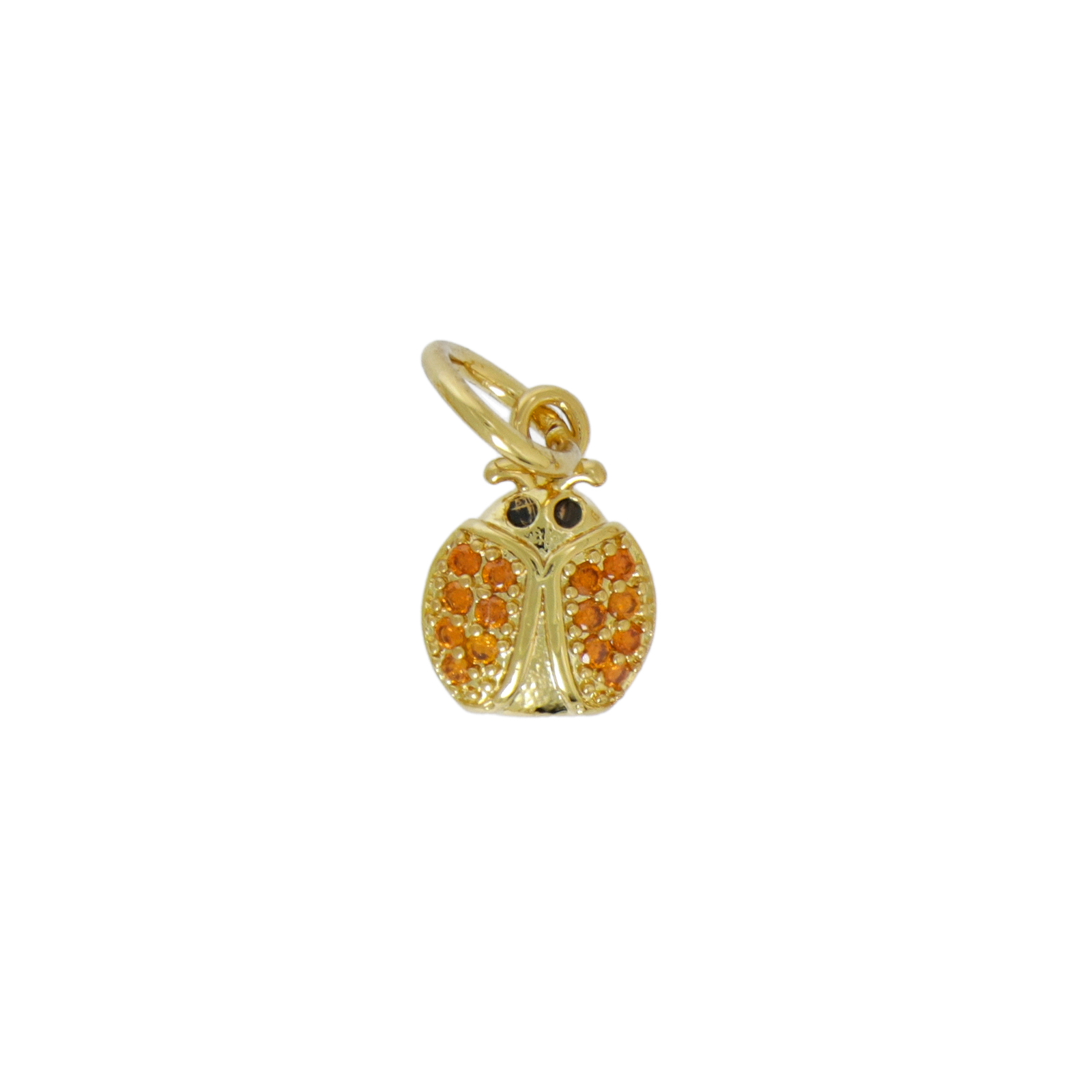 gold plated metal cz charm - ladybug red zircon 10mm | 1pc