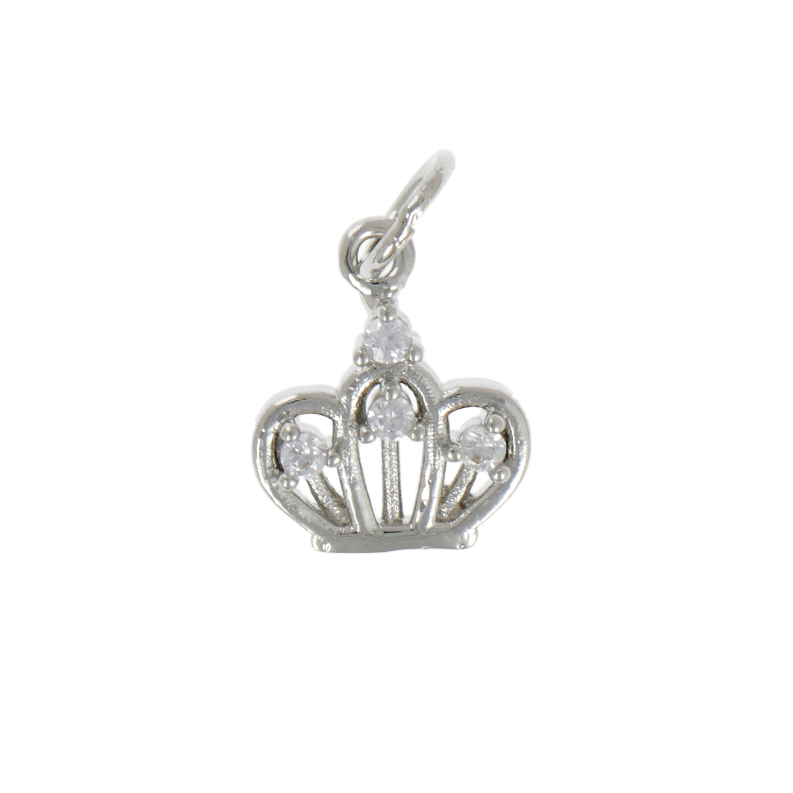 anhänger metal cz rhodium versilbert krone 13x10mm | 1st
