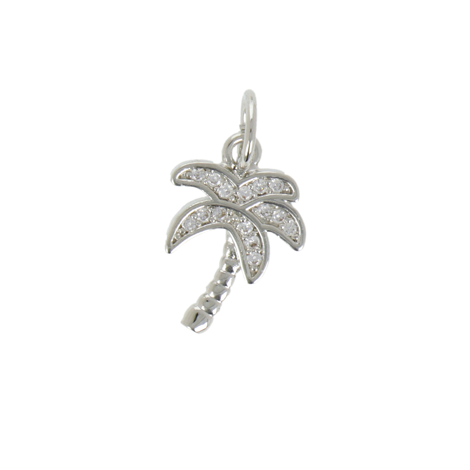 anhänger metal cz rhodium versilbert palme 15x10mm | 1st