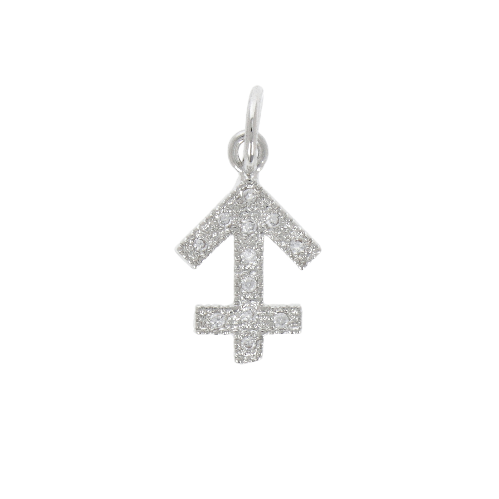 rhodium silver plated metal cz charm zodiac sagittarius 12mm | 1pc