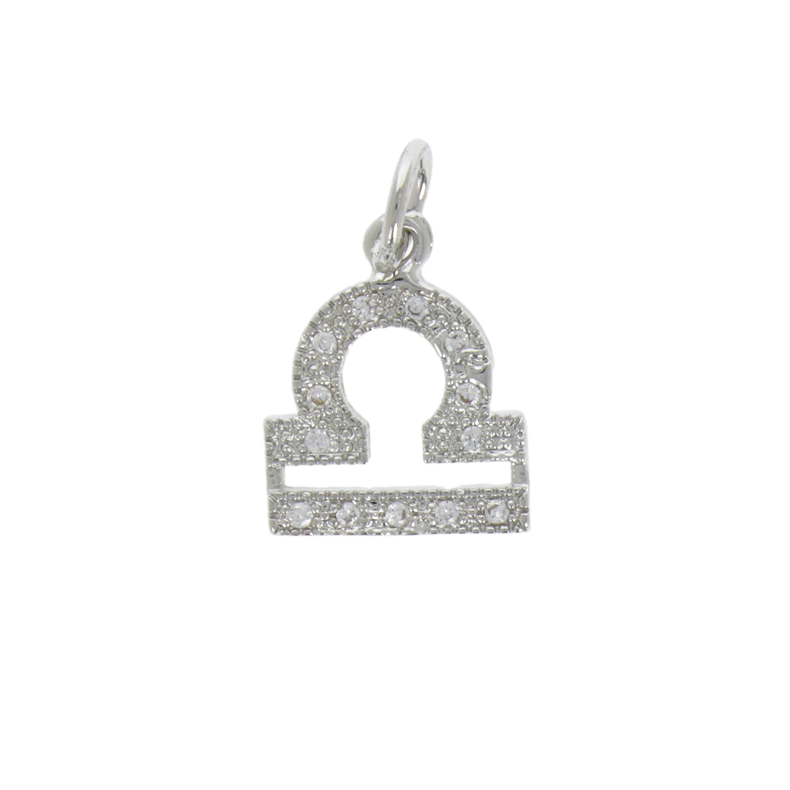 rhodium silver plated metal cz charm zodiac libra 12mm | 1pc