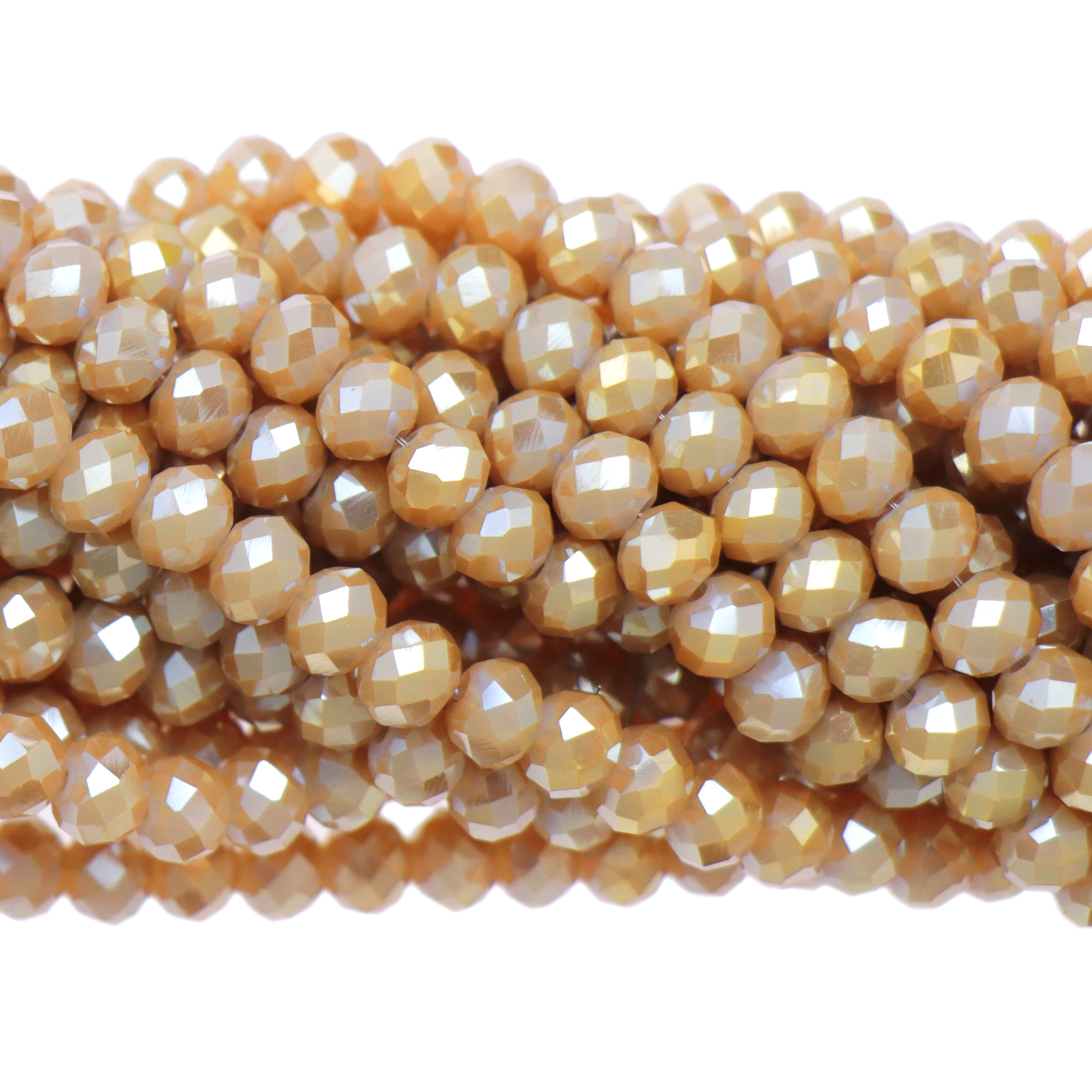 opaque beige luster chinese crystal faceted roundelle 6x4mm | 1 strand