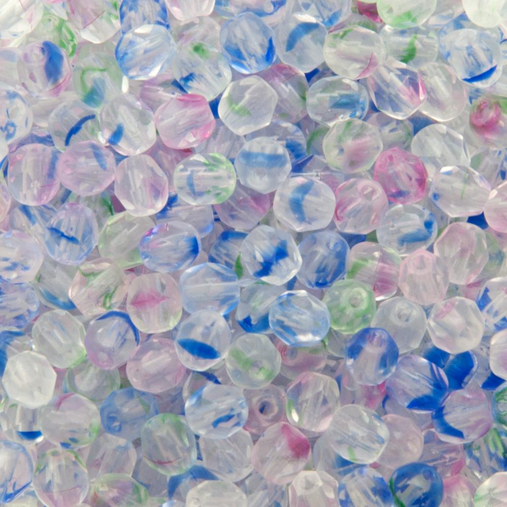 czech fire-polished round beads - crystal/color mix 4mm | 50pc