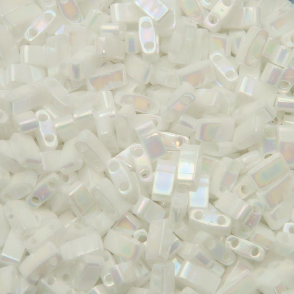 miyuki half tila beads - opaque white pearl ab 5x2,3mm | 5gr