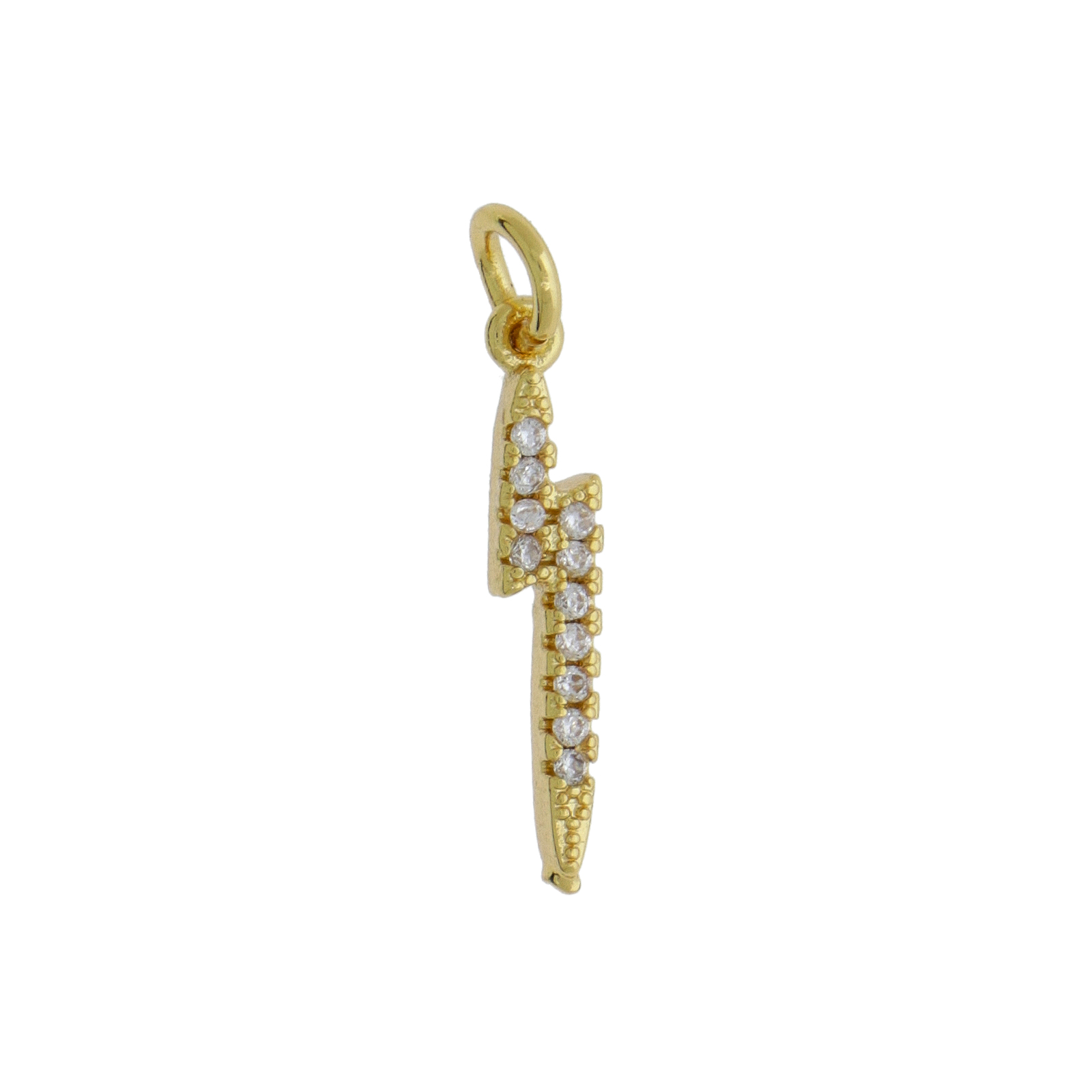 gold plated metal cz charm - flash 11mm | 1pc