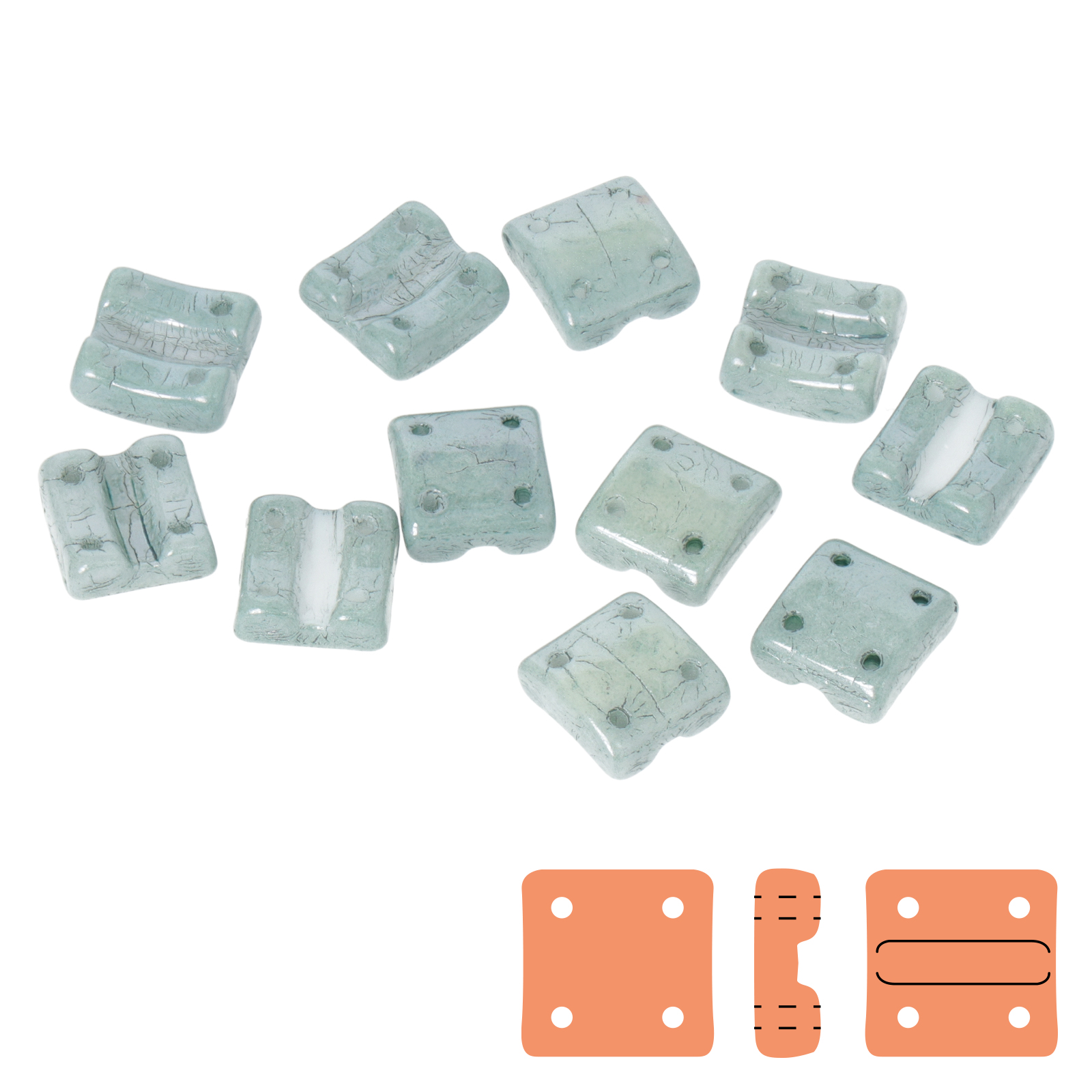 fixer czech glass bead opaque luster ceramic green 8x7,5mm - vertical holes | 5gr