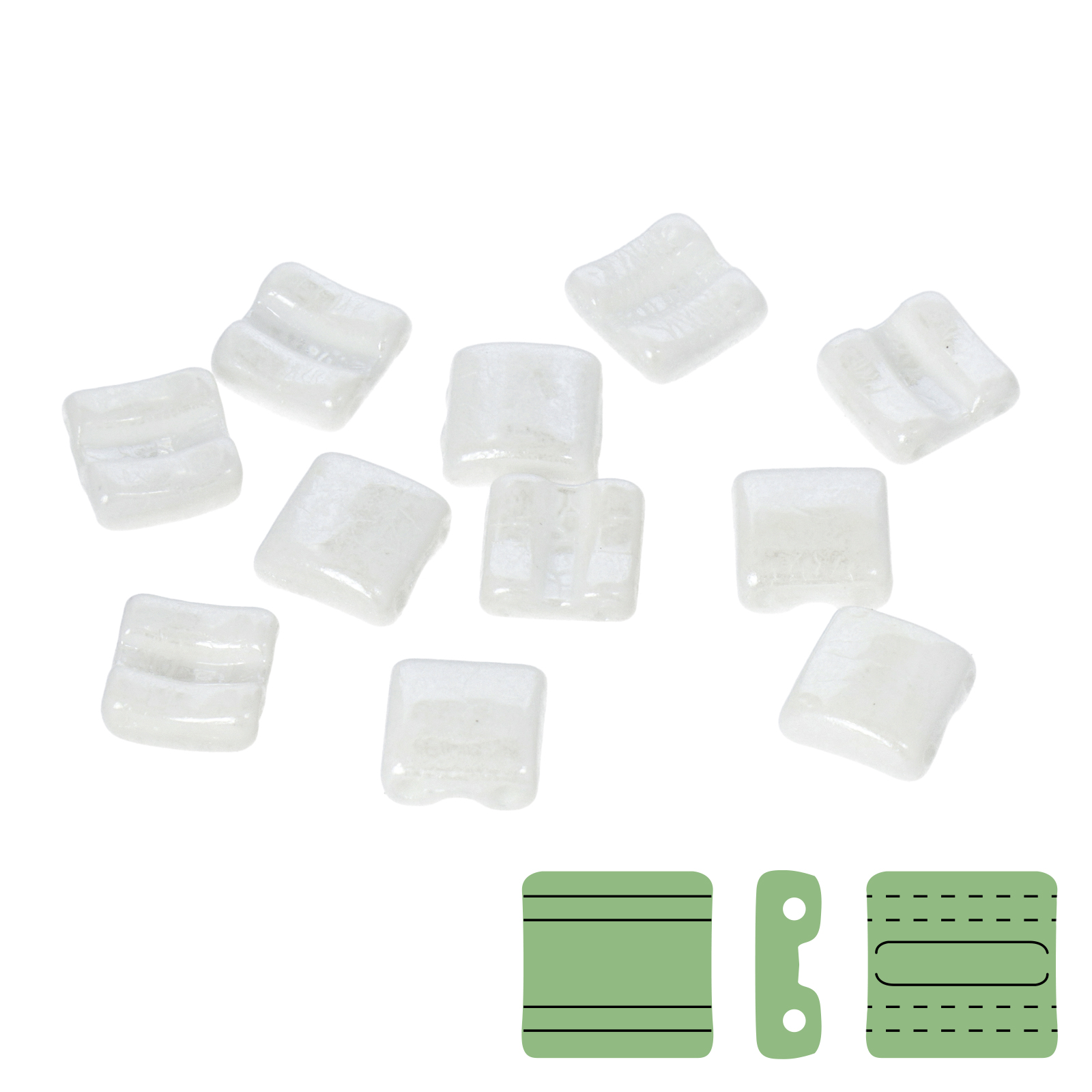 fixer czech glass bead opaque luster white 8x7,5mm - horizontal holes | 5gr