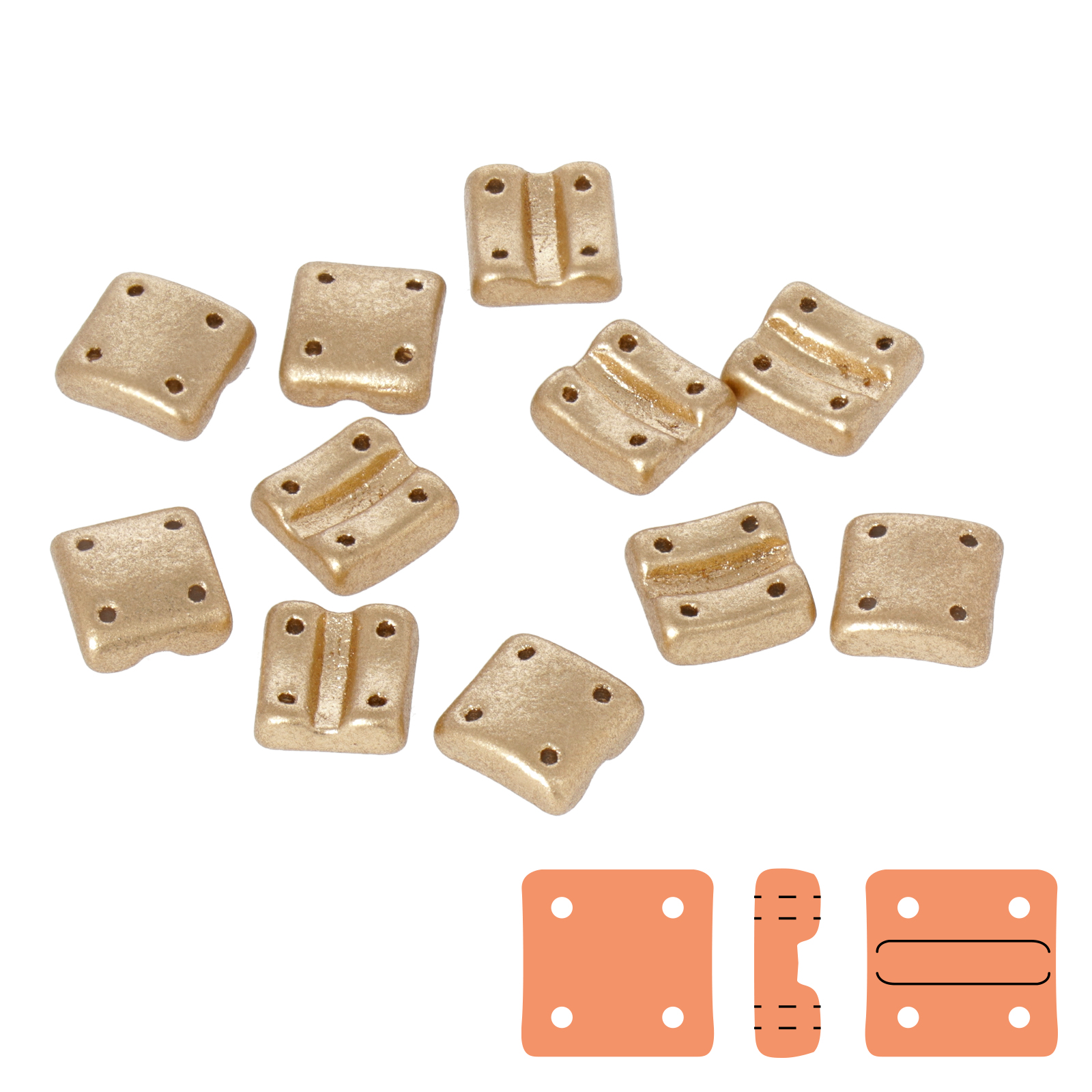 fixer czech glass bead bronze pale gold 8x7,5mm - vertical holes | 5gr