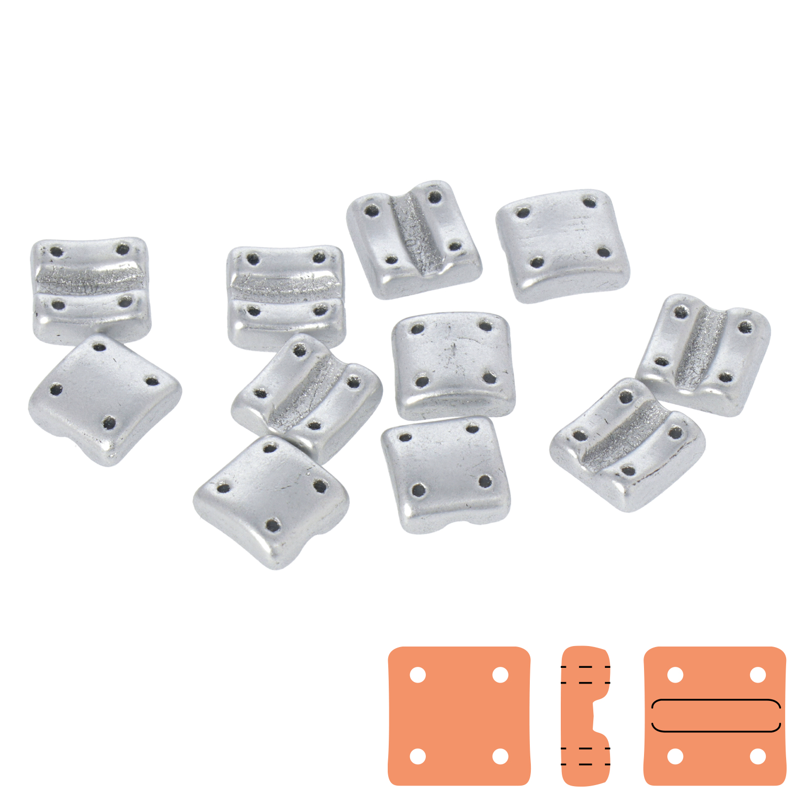 fixer czech glass bead crystal aluminum 8x7,5mm - vertical holes | 5gr