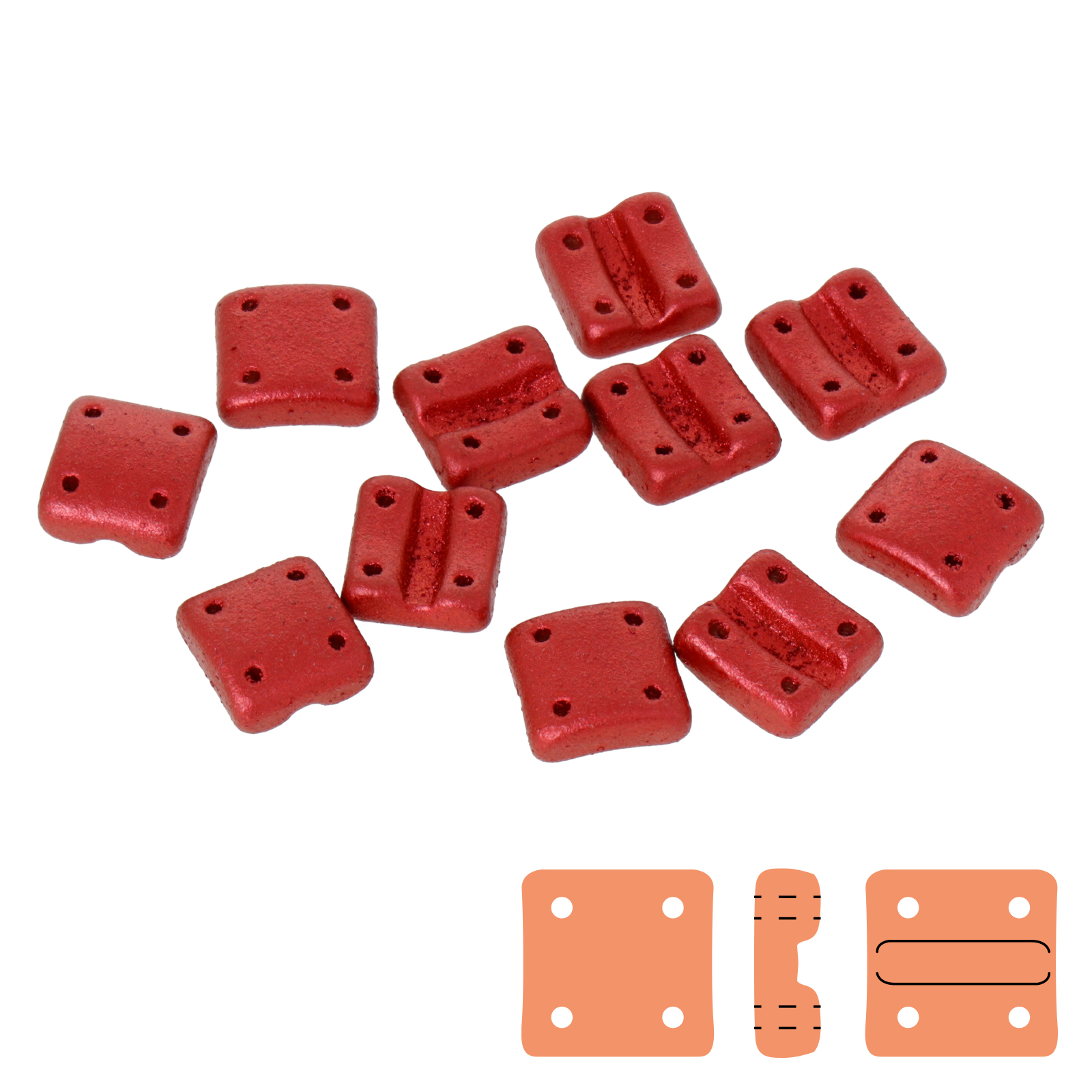 fixer glasperlen metallic lava red 8x7,5mm vertikale löcher | 5gr