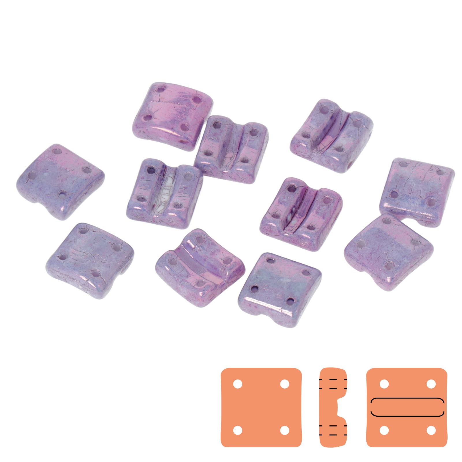 fixer czech glass bead lila vega luster 8x7,5mm - vertical holes | 5gr