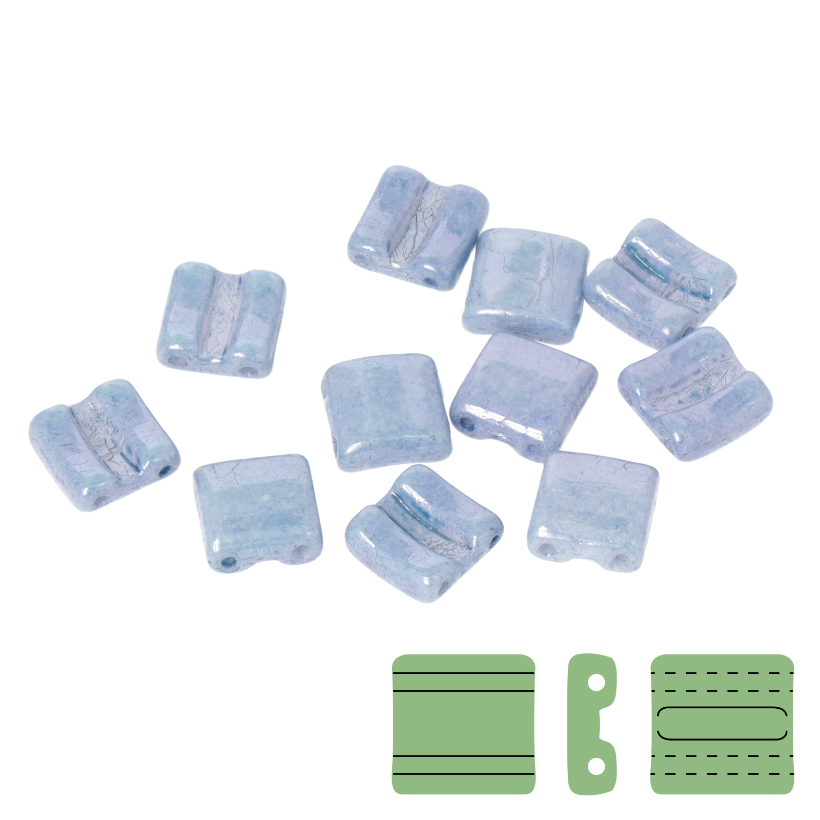 fixer czech glass bead luster metallic blue 8x7,5mm - horizontal holes | 5gr
