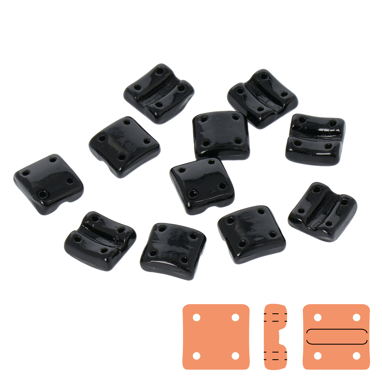 fixer czech glass bead jet 8x7,5mm - vertical holes | 5gr