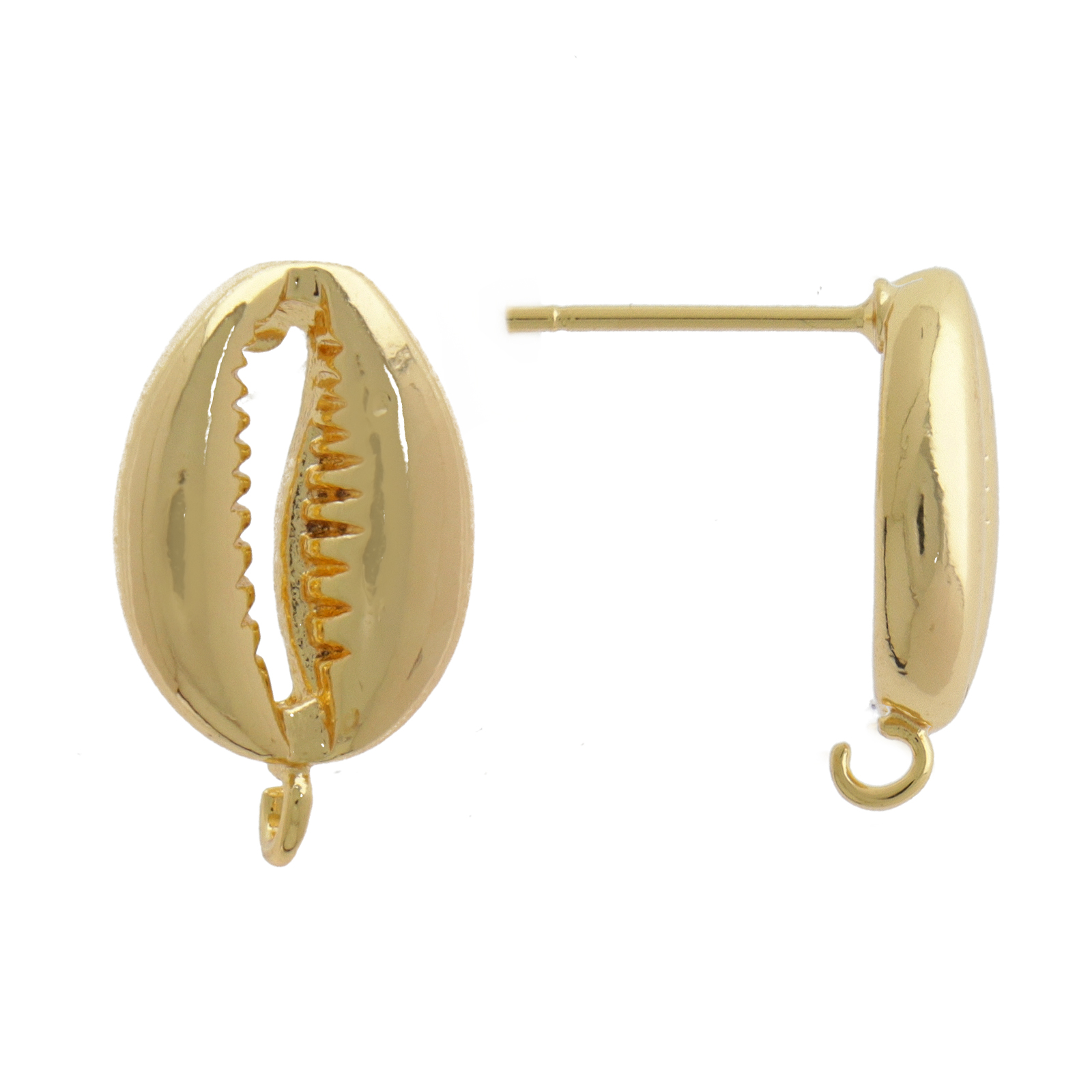 post earrings gold plated ciprea shell 16x10mm | 2pc