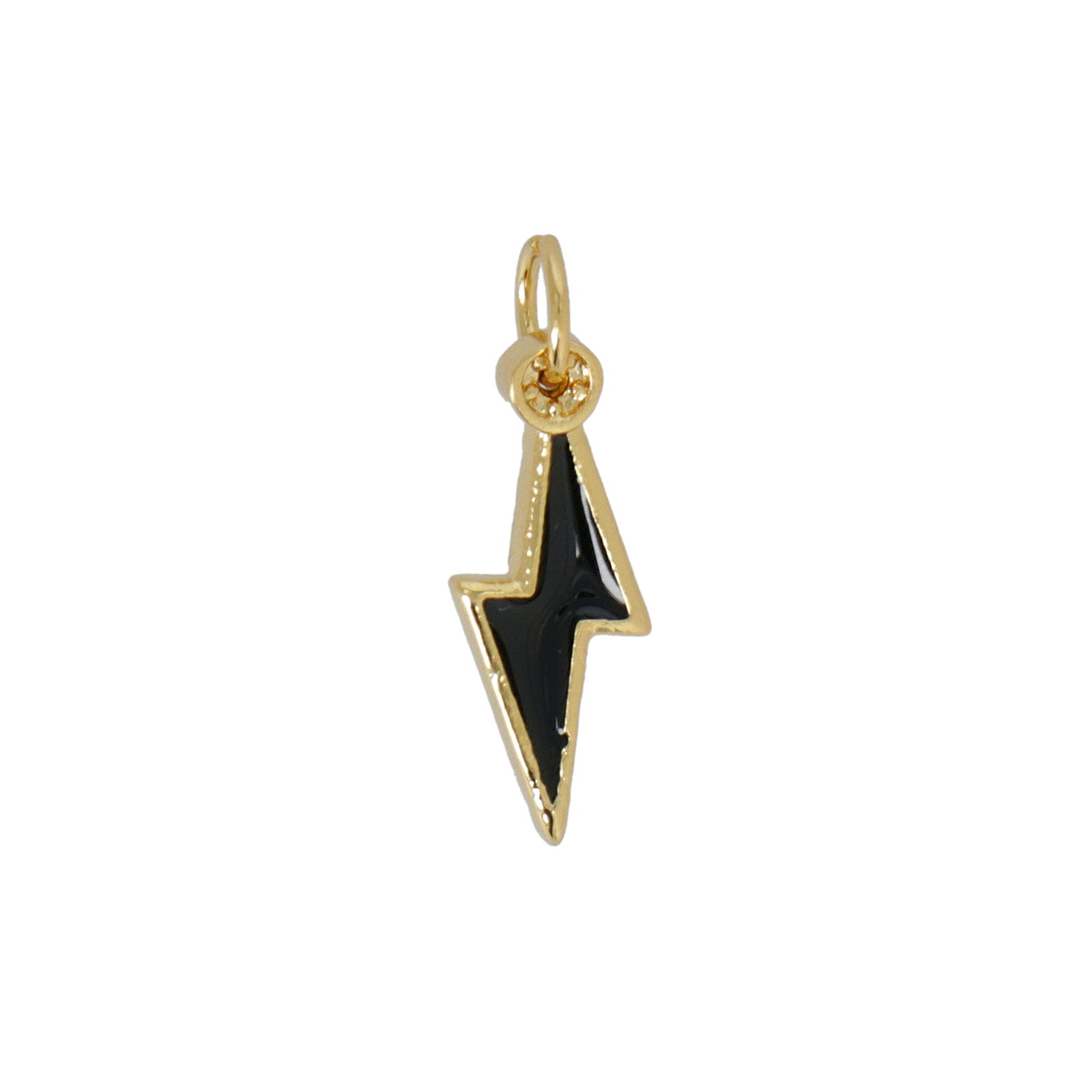 black enameled flash gold plated charm 15x6mm | 1pc