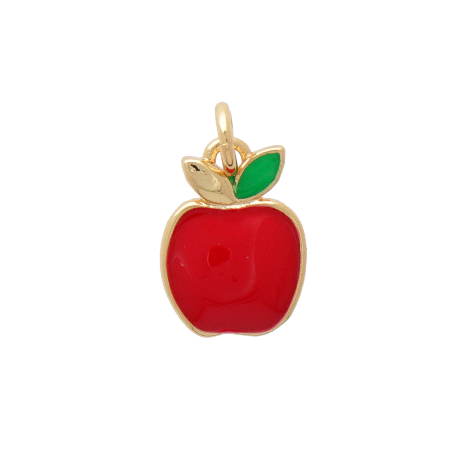 enameled apple gold plated charm 14x10mm | 1pc