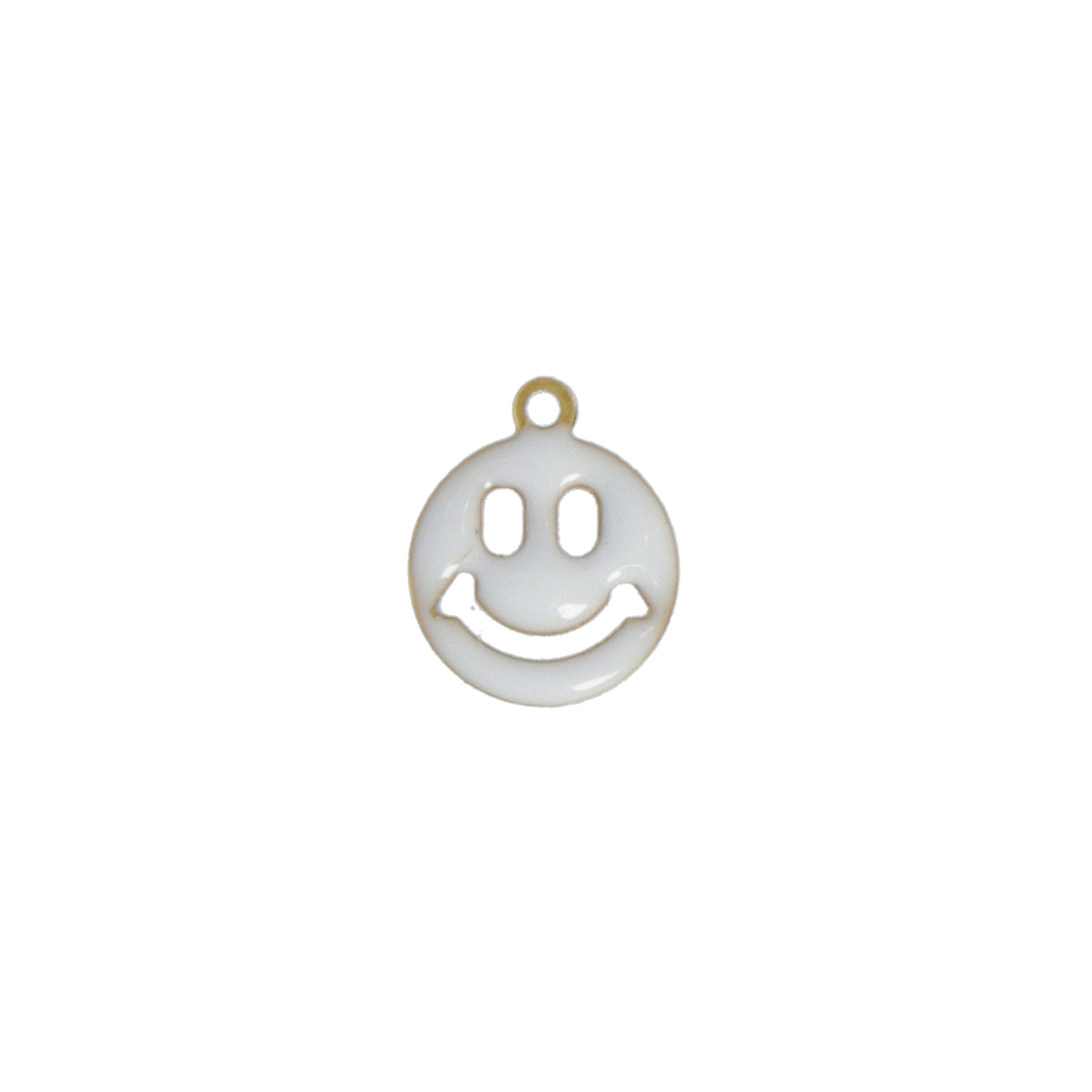 white enameled smile charm 8mm | 6pc