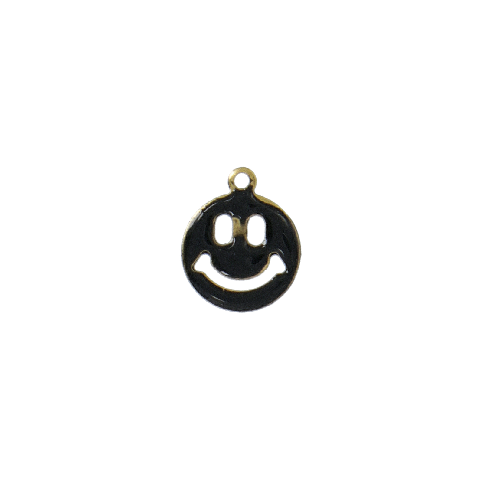black enameled smile charm 8mm | 6pc