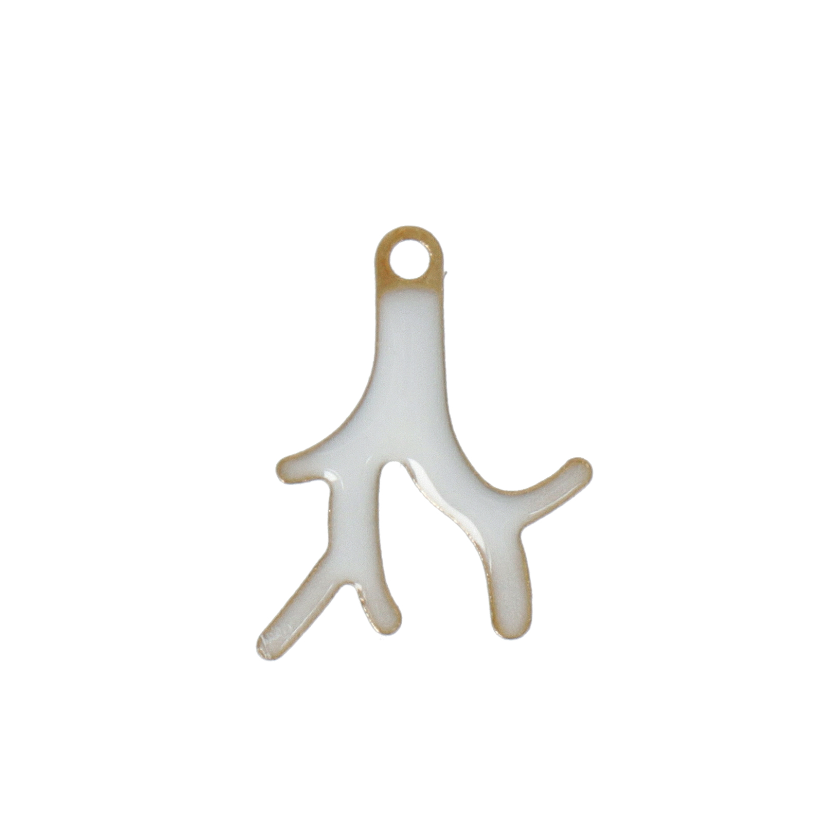 white enameled coral charm 16x10mm | 4pc