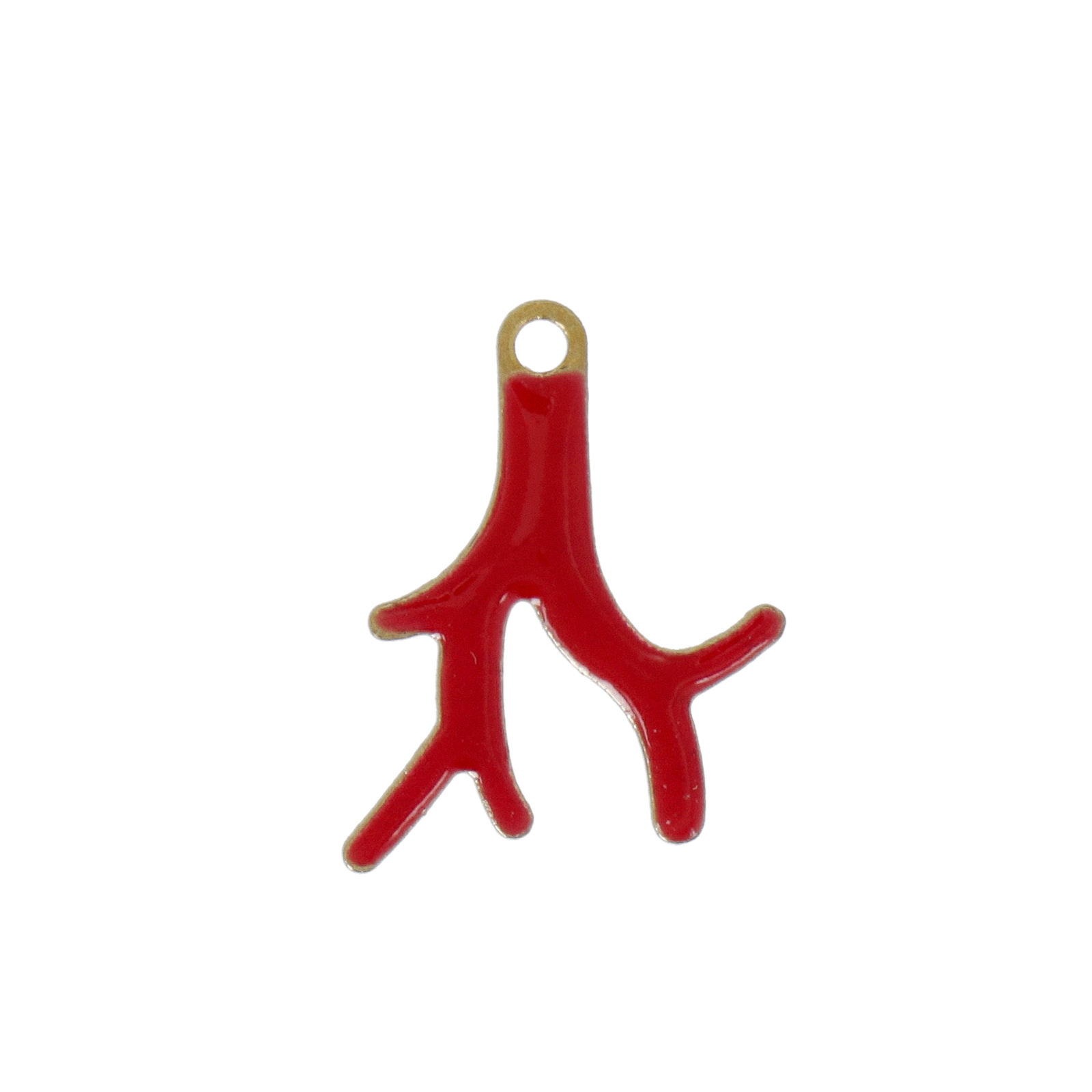 red enameled coral charm 16x10mm | 4pc