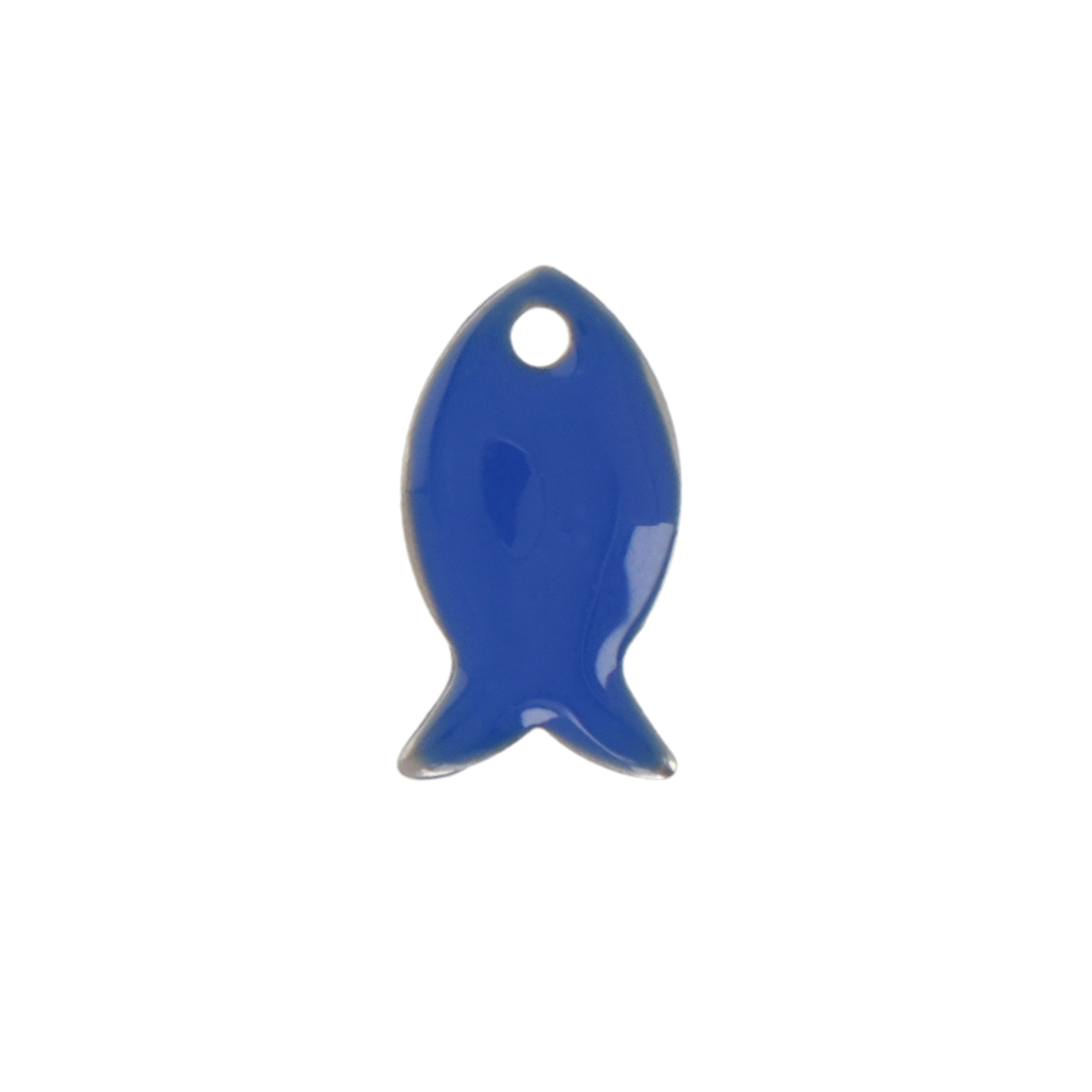 blue enameled fish charm 14x8mm | 6pc