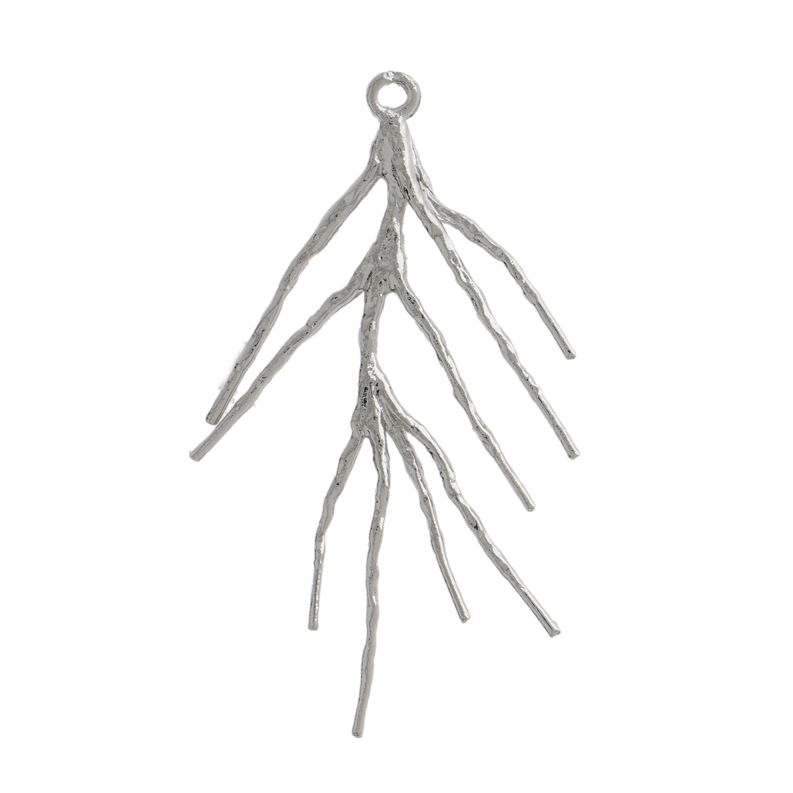 rhodium silver plated coral branch pendant 38x28mm | 1pc
