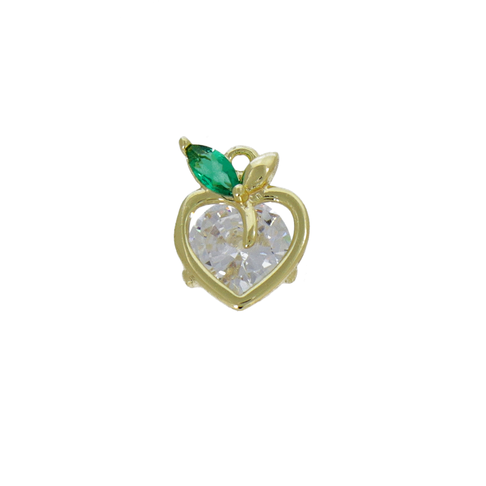gold plated apple charm with cz 10x7mm | 1pc