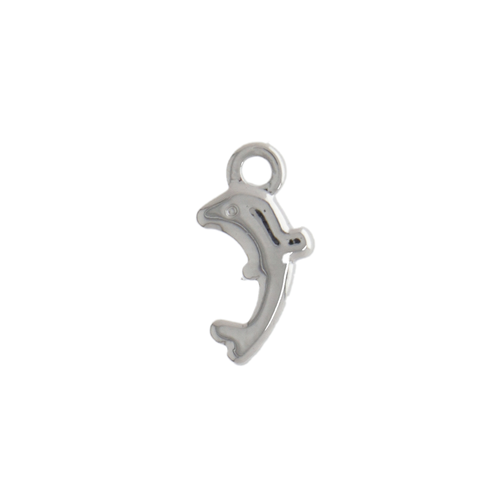 rhodium silver plated dolphin charm 12x6mm | 4pc