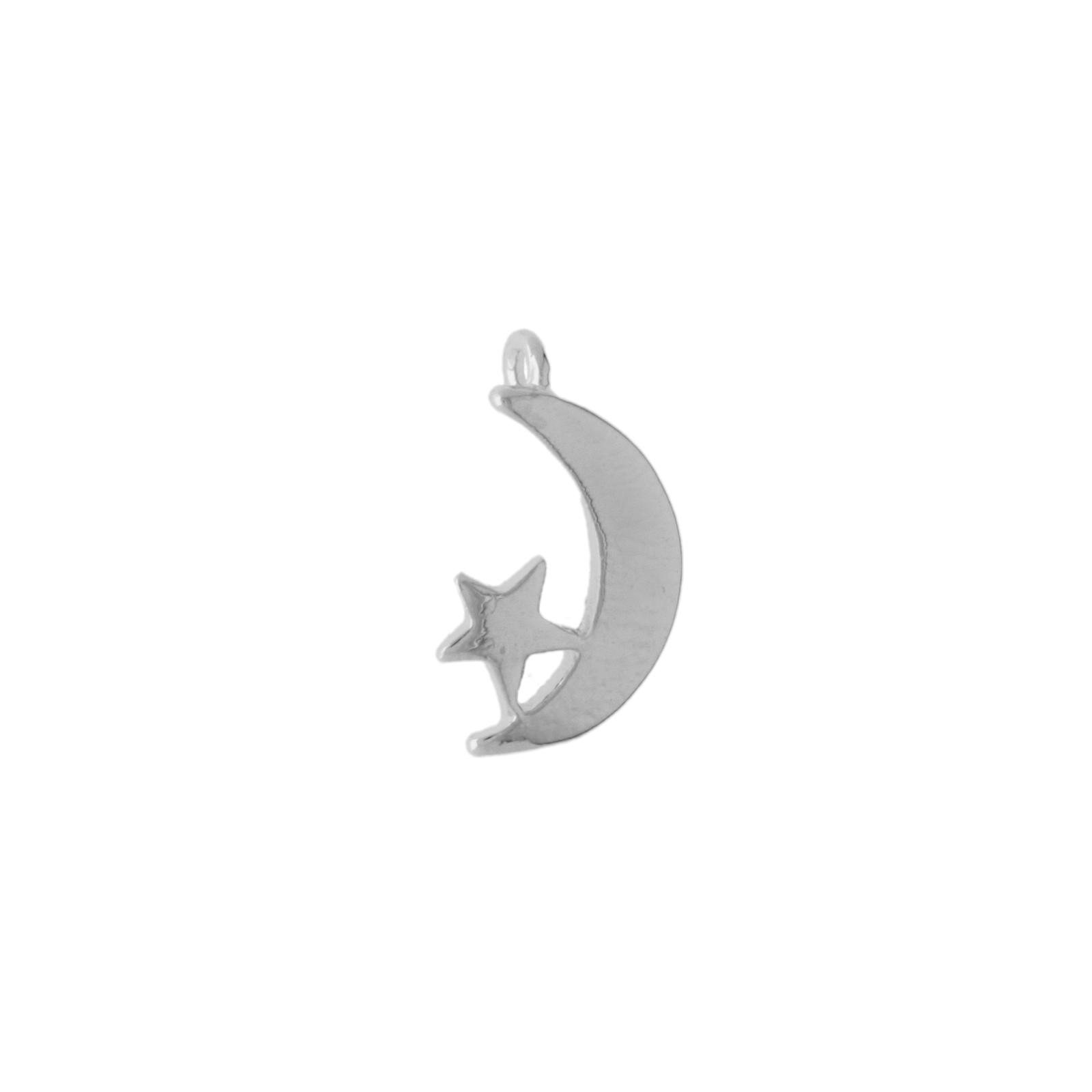 rhodium silver plated moon charm 12x8mm | 2pc