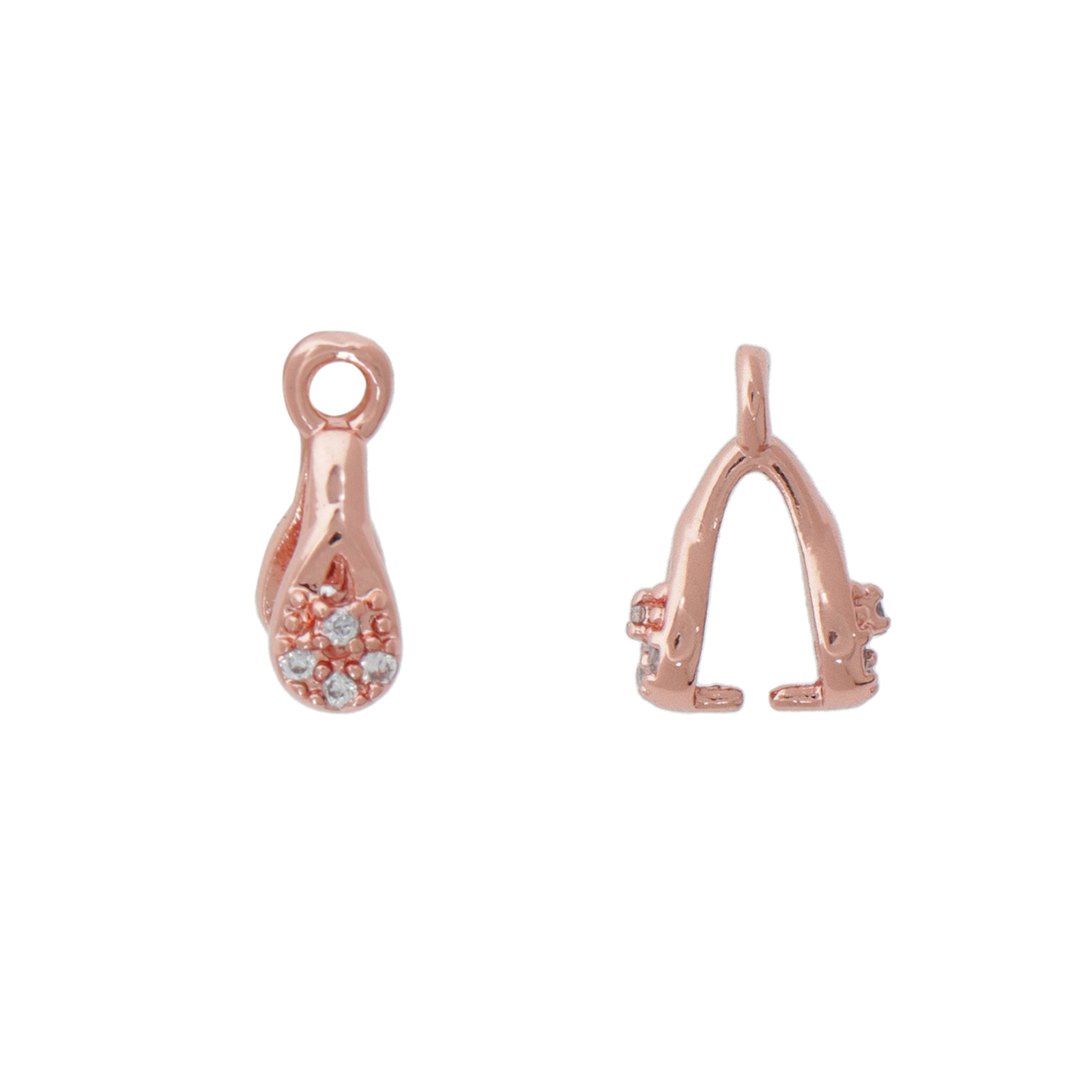 rose gold plated metal cz bails 10x3mm | 1pc