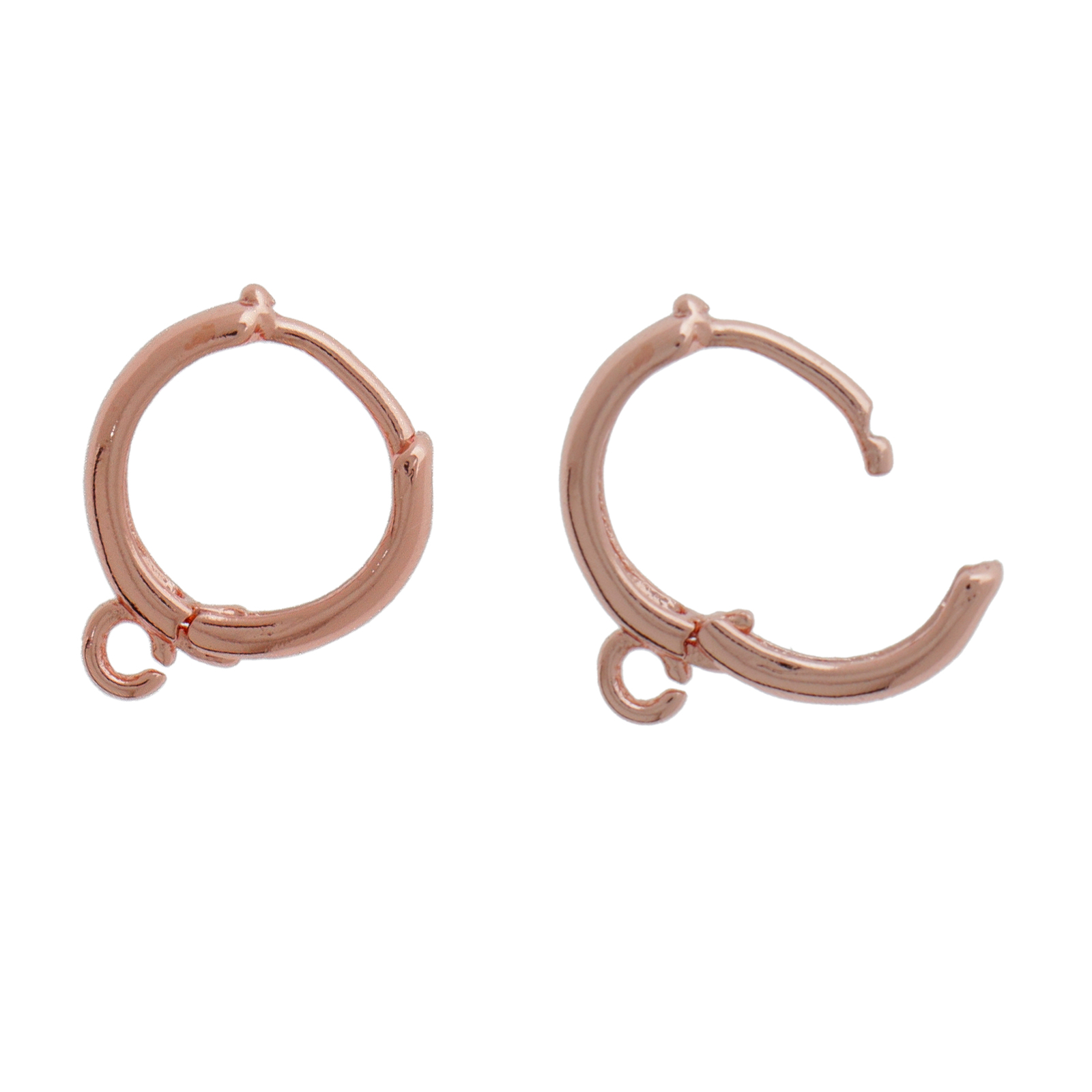rose gold plated leverback hoop earring 12x2,5mm with 1 jumpring | 2pc