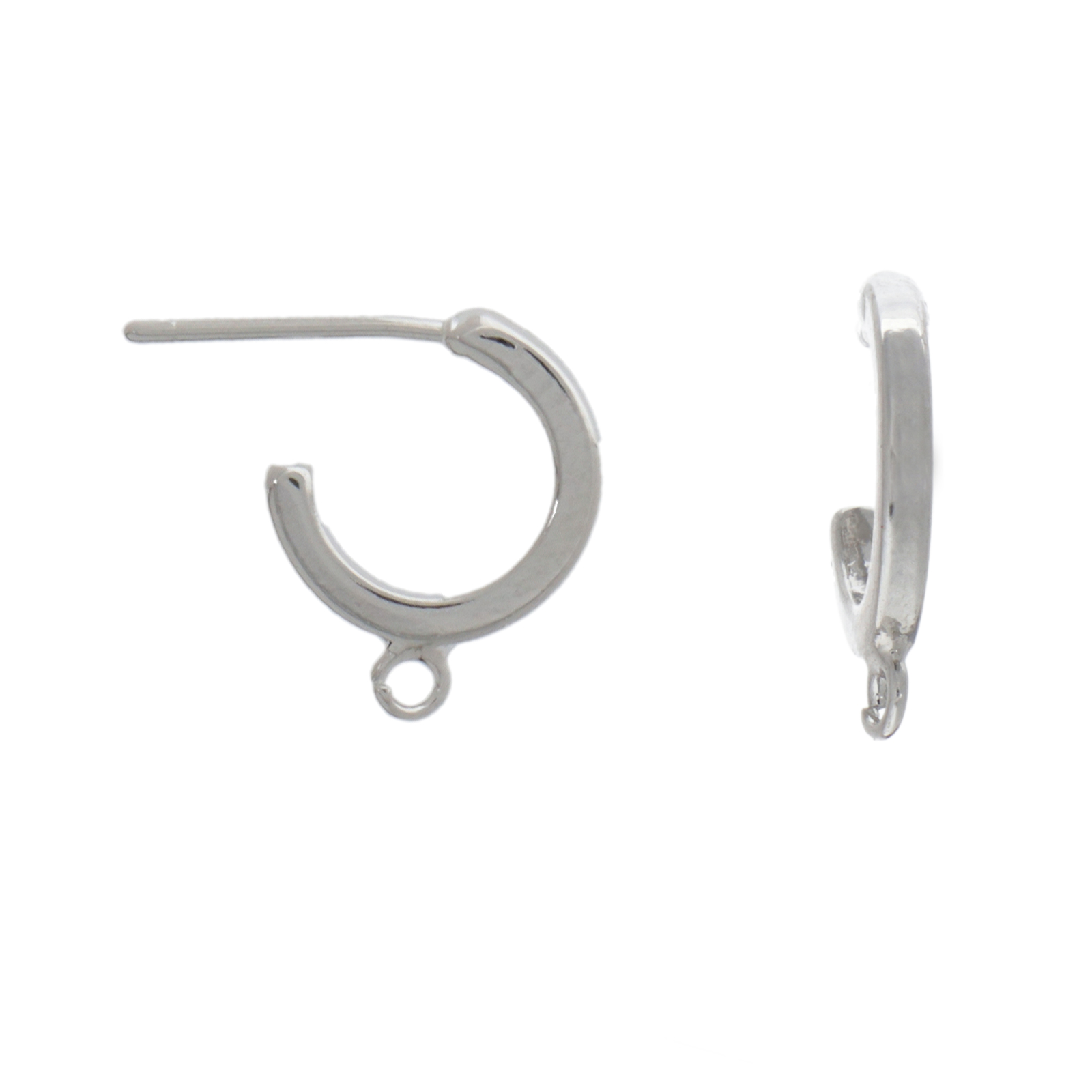 rhodium silver plated c-hoop earring 14x2mm | 2pc