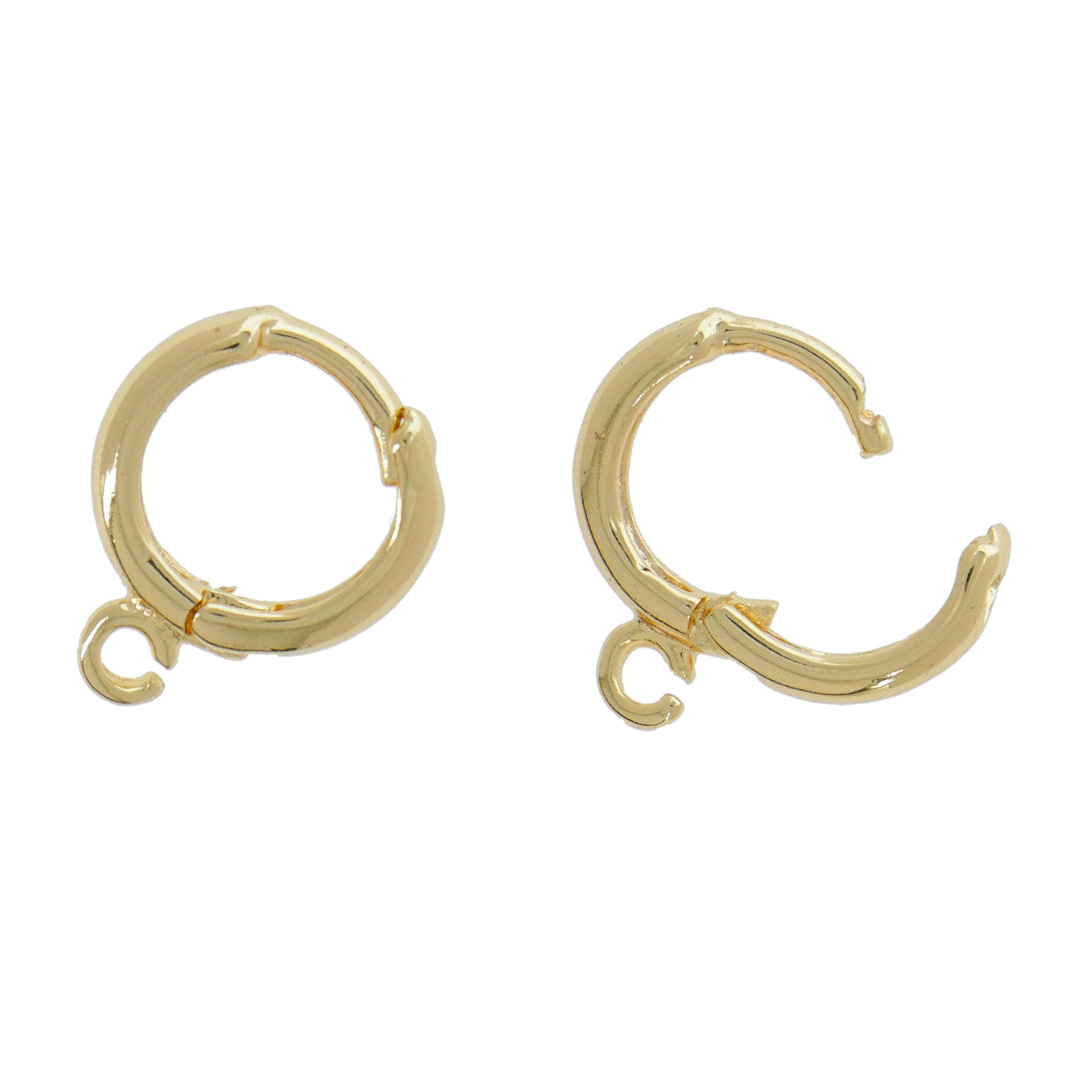 gold plated leverback hoop earring 12x2mm with 1 jumpring | 2pc
