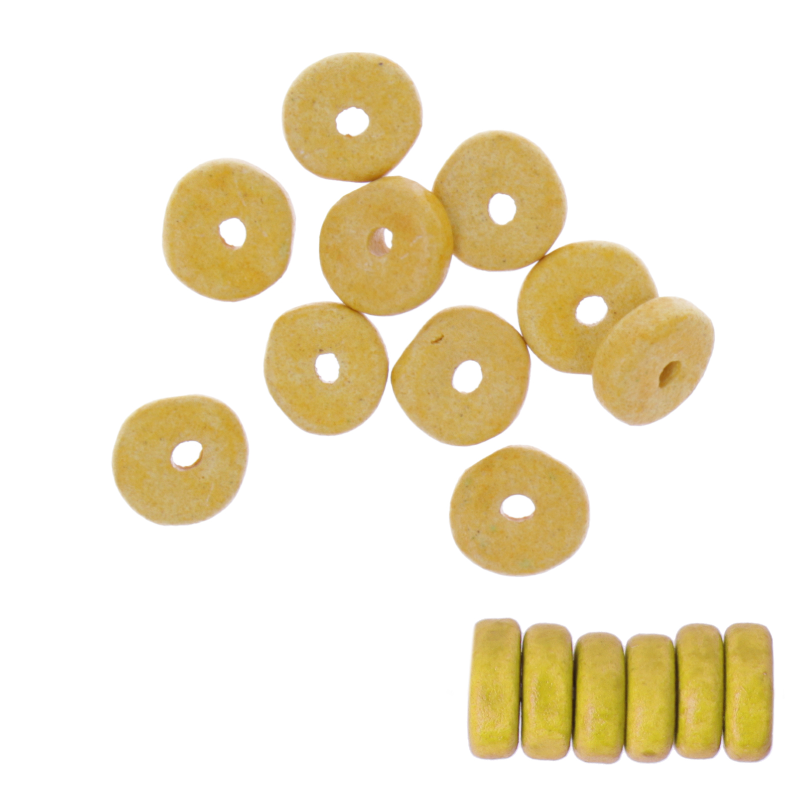 keramik perlen - yellow heishi 6,5x2,2mm | 50st