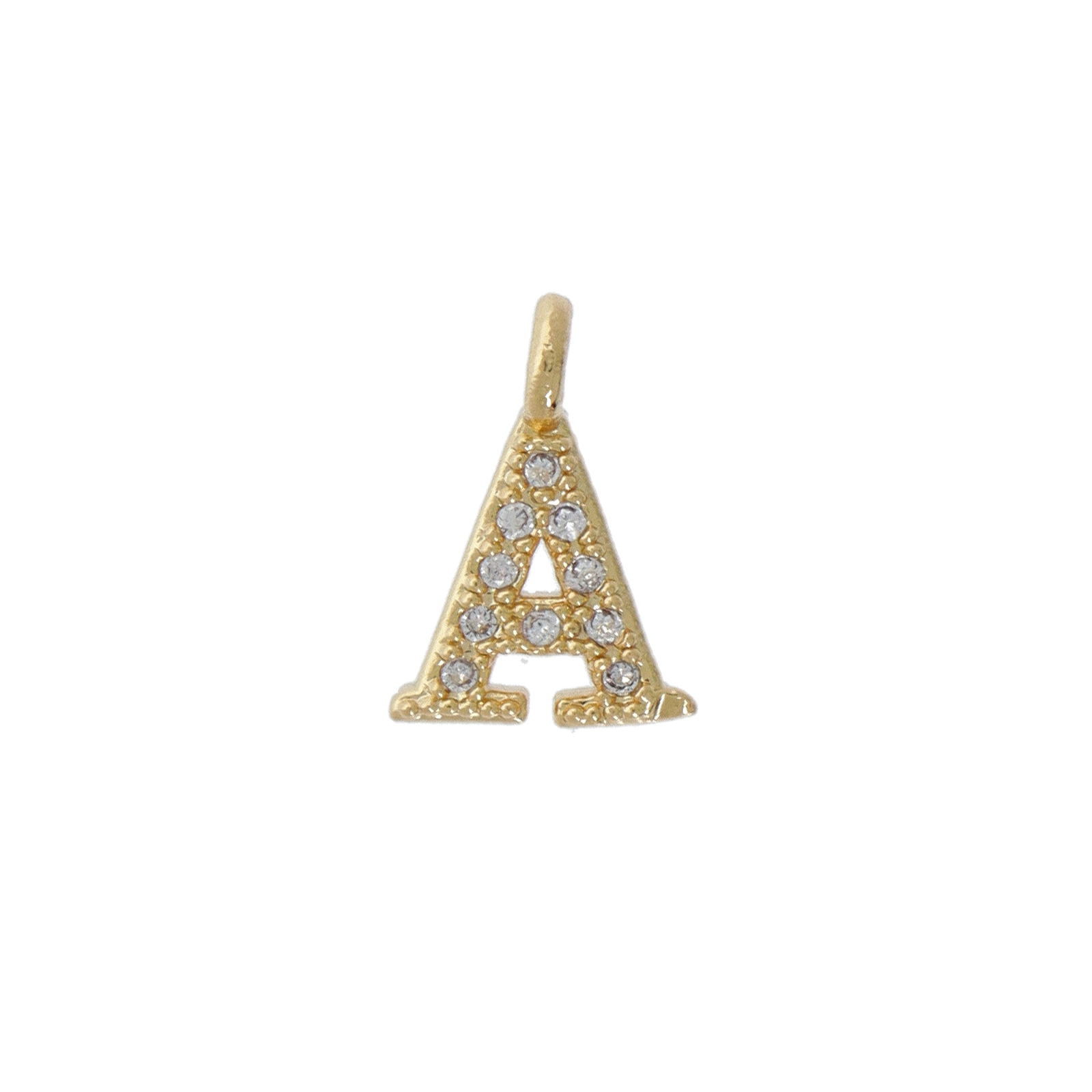 gold plated metal cz charm - alphabet letter a 10mm | 1pc