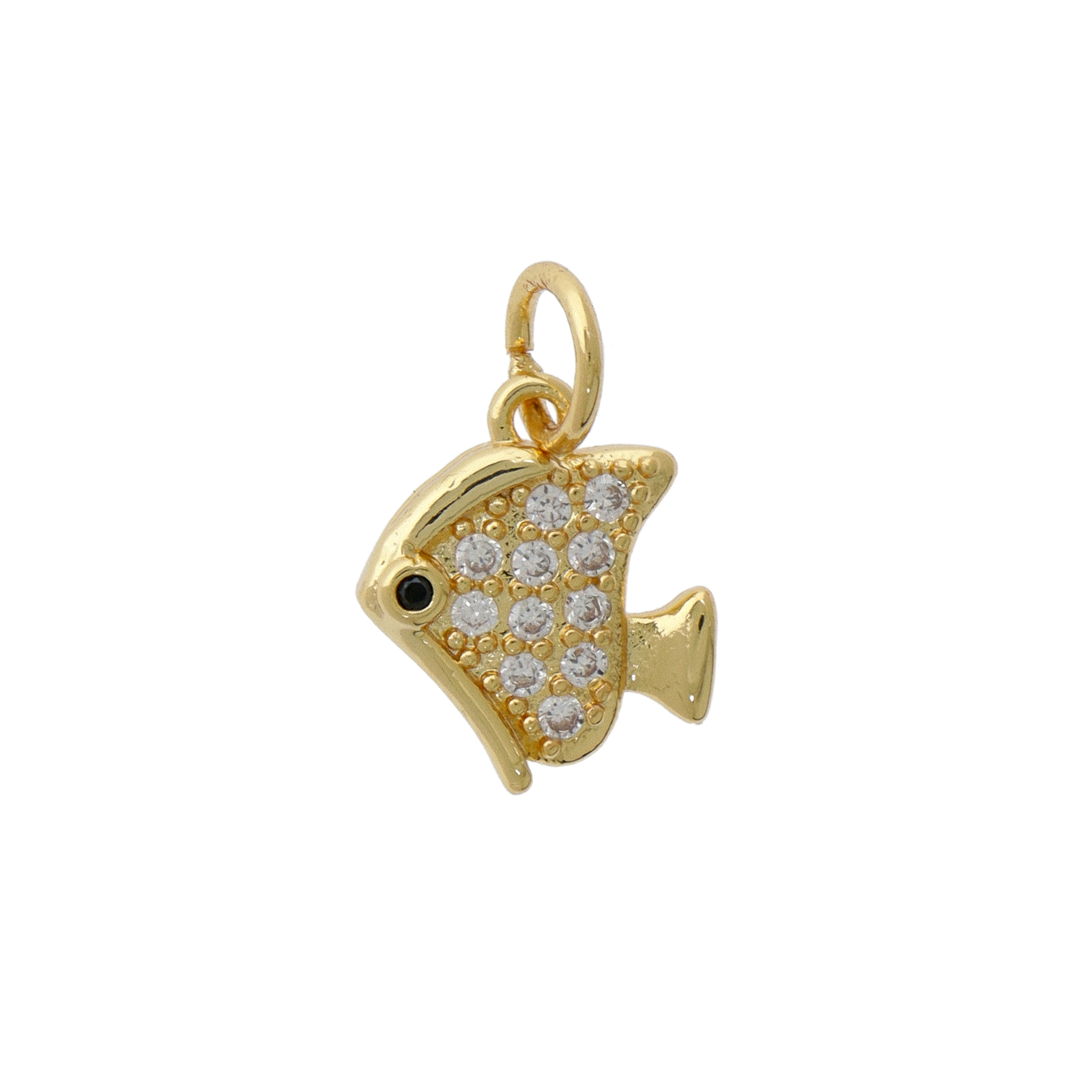 gold plated metal cz charm - fish 13mm | 1pc