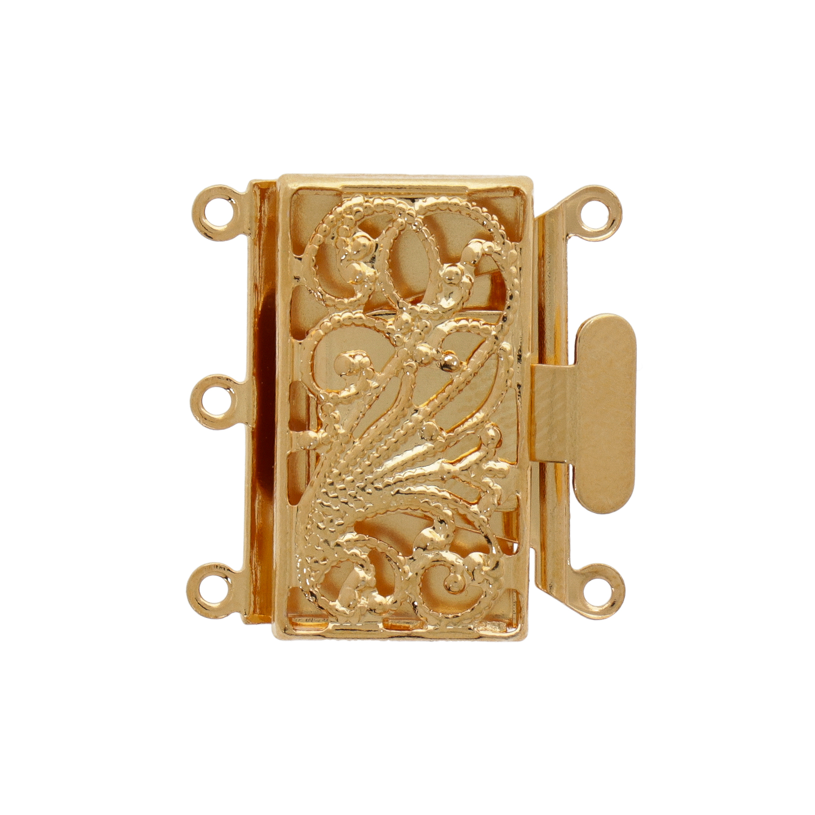 gold plated filigree 3 strand clasp 22mm | 1pc