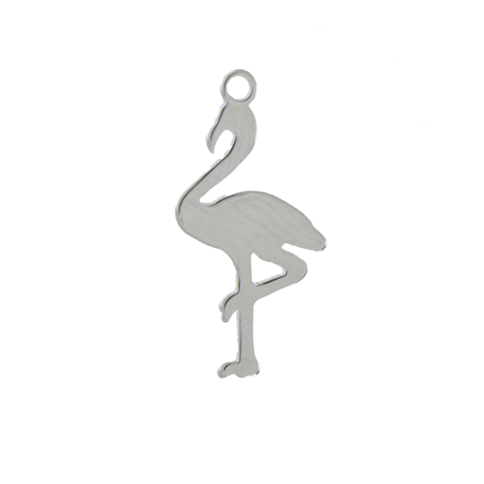rhodium silver plated flamingo charm 20x17mm | 2pc