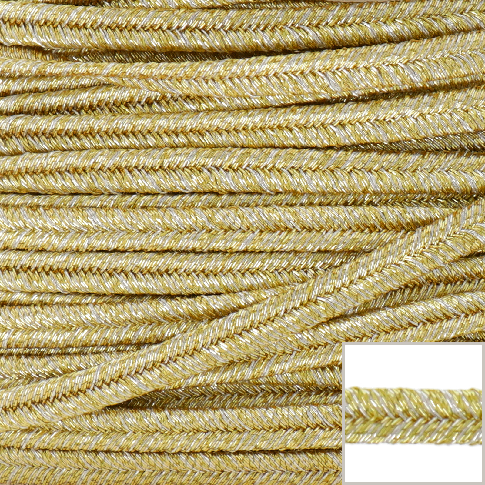 full metallic soutache braid - silver 3,5mm | 2mt
