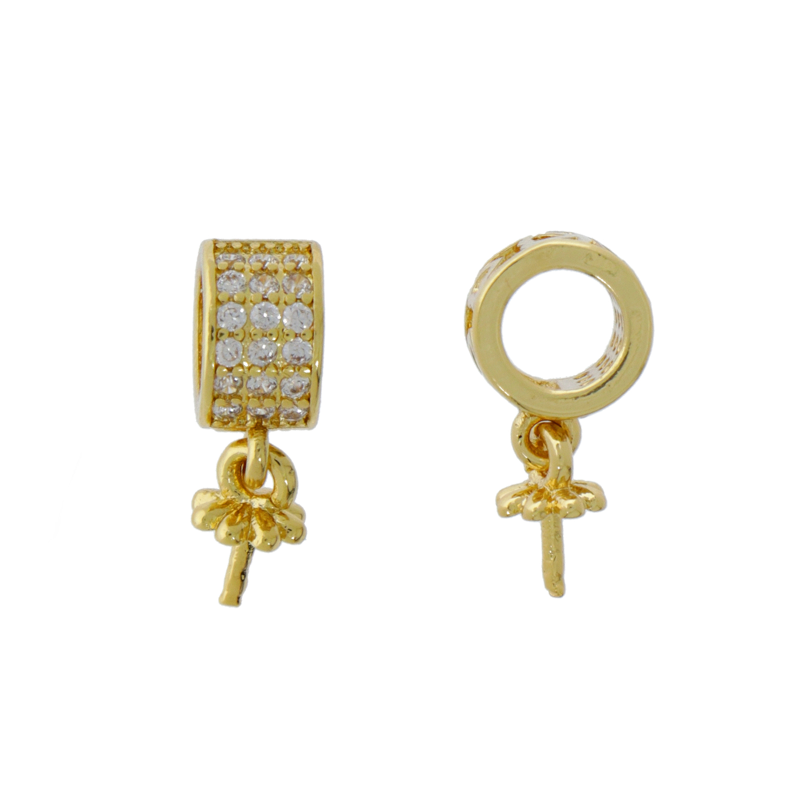 gold plated large hole bails half-drilled round 15x6mm inner 4mm | 1pc