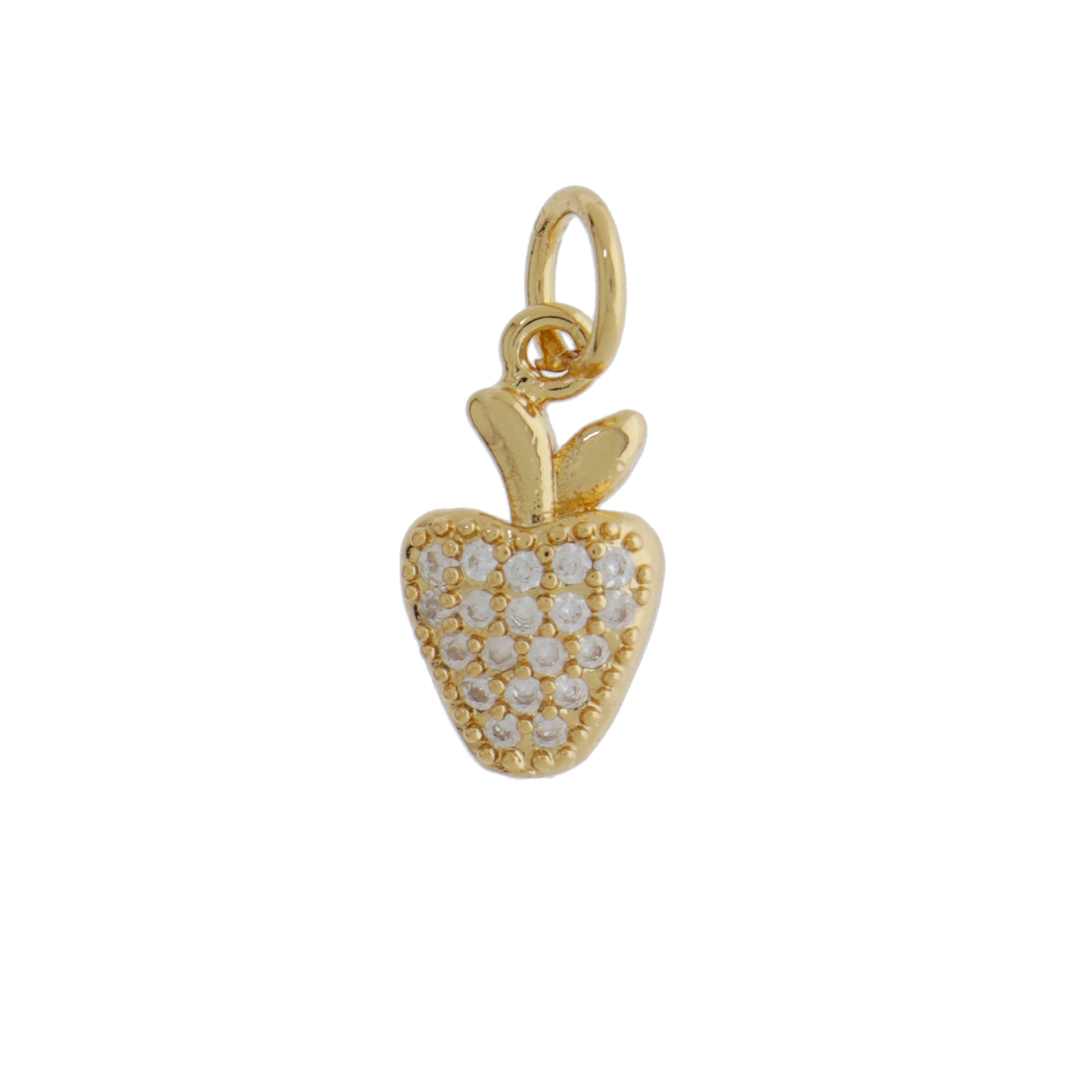 anhänger metal cz vergoldet erdbeere 12mm | 1st